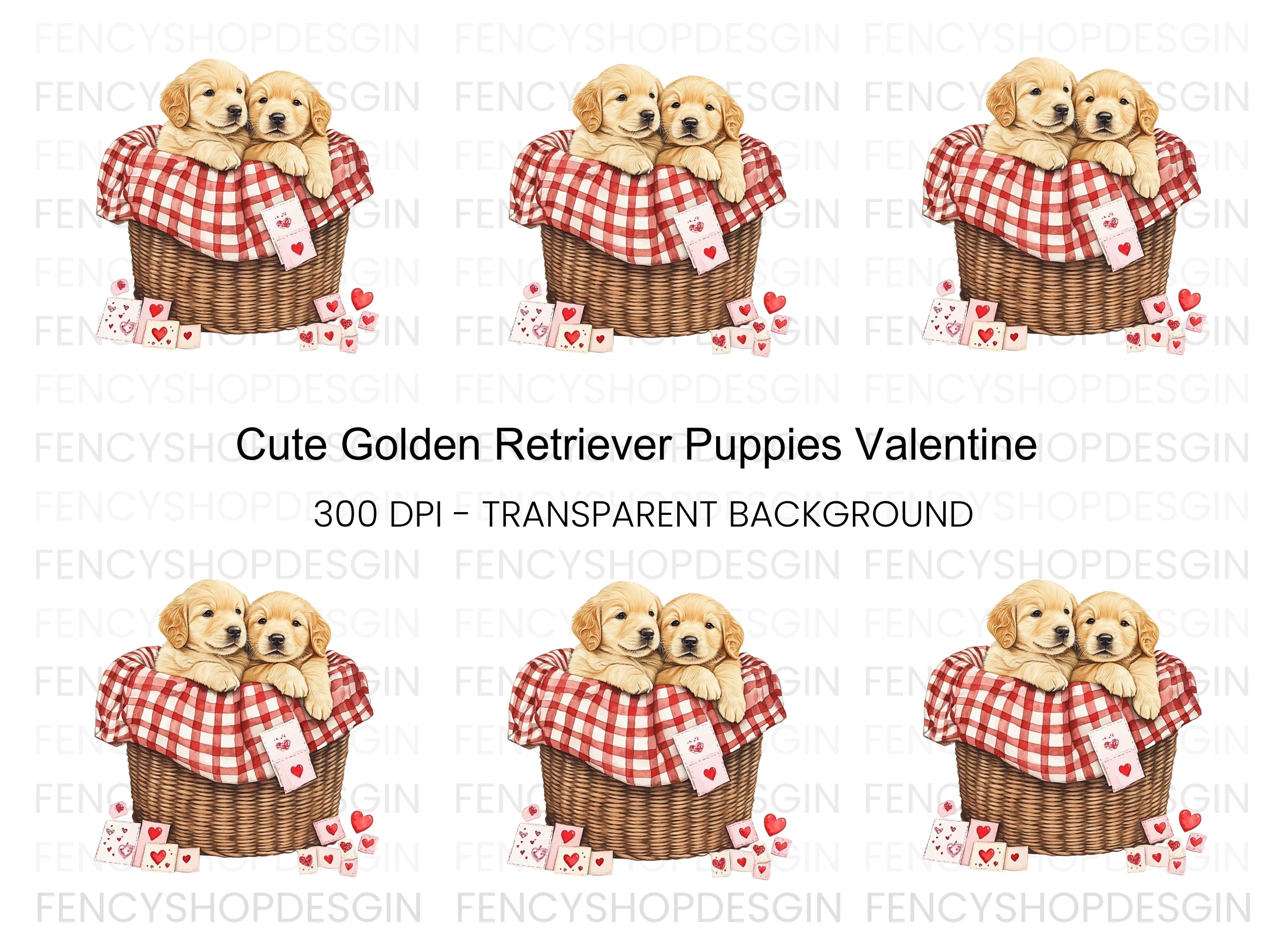 Cute Golden Retriever Puppies Clipart Bundle