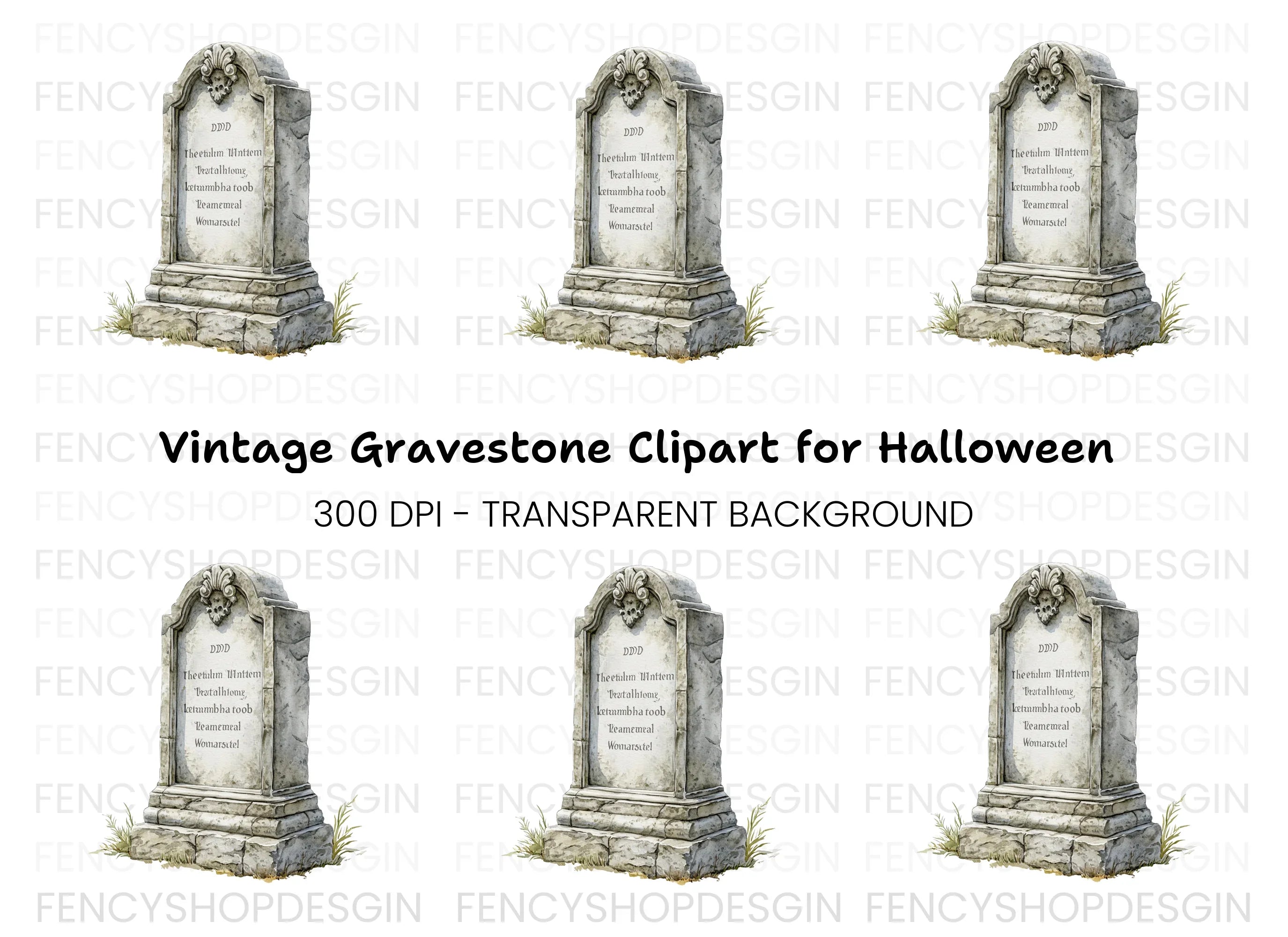 Vintage Gravestone Clipart Bundle