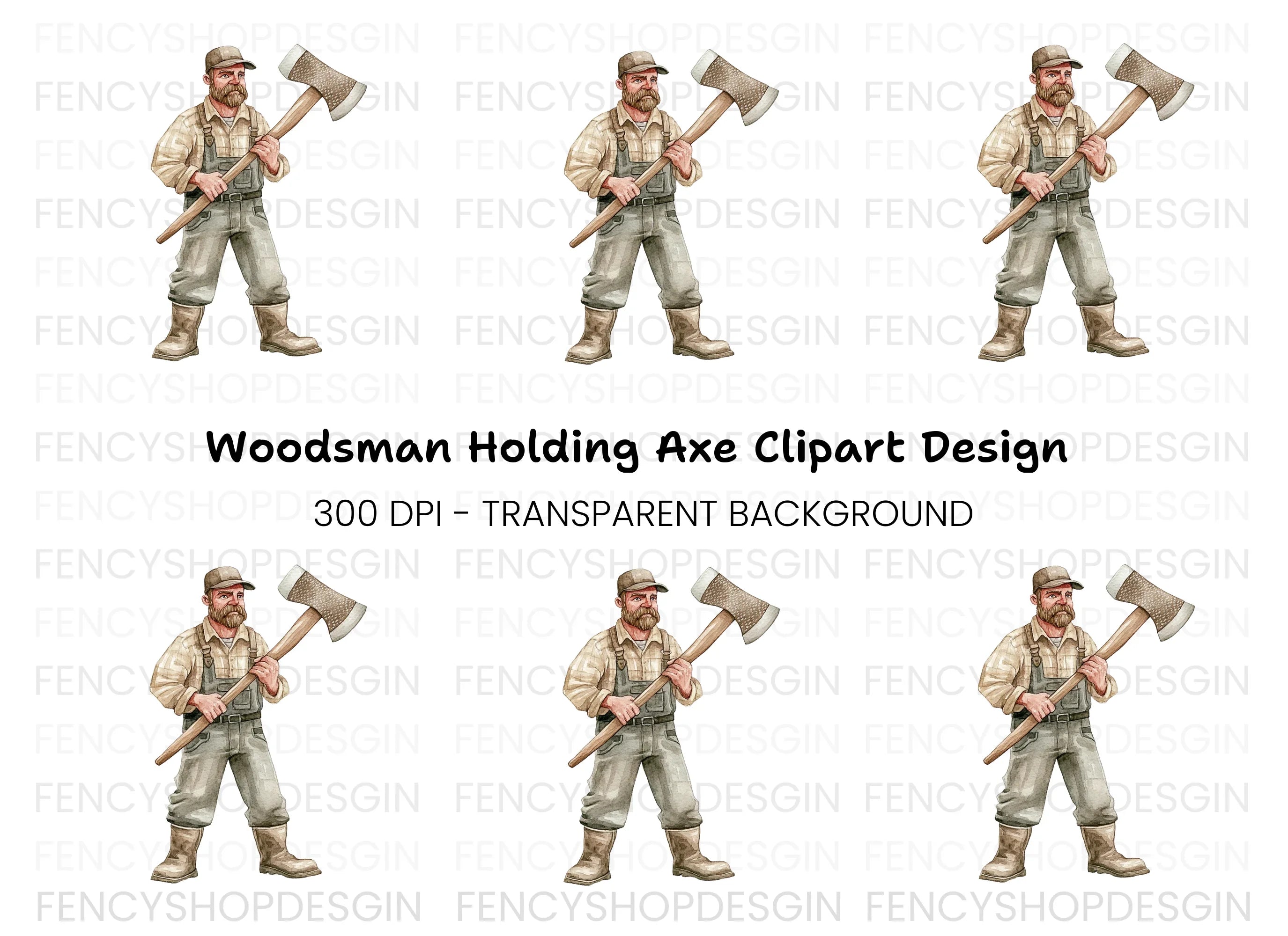 Lumberjack With Axe Clipart Bundle