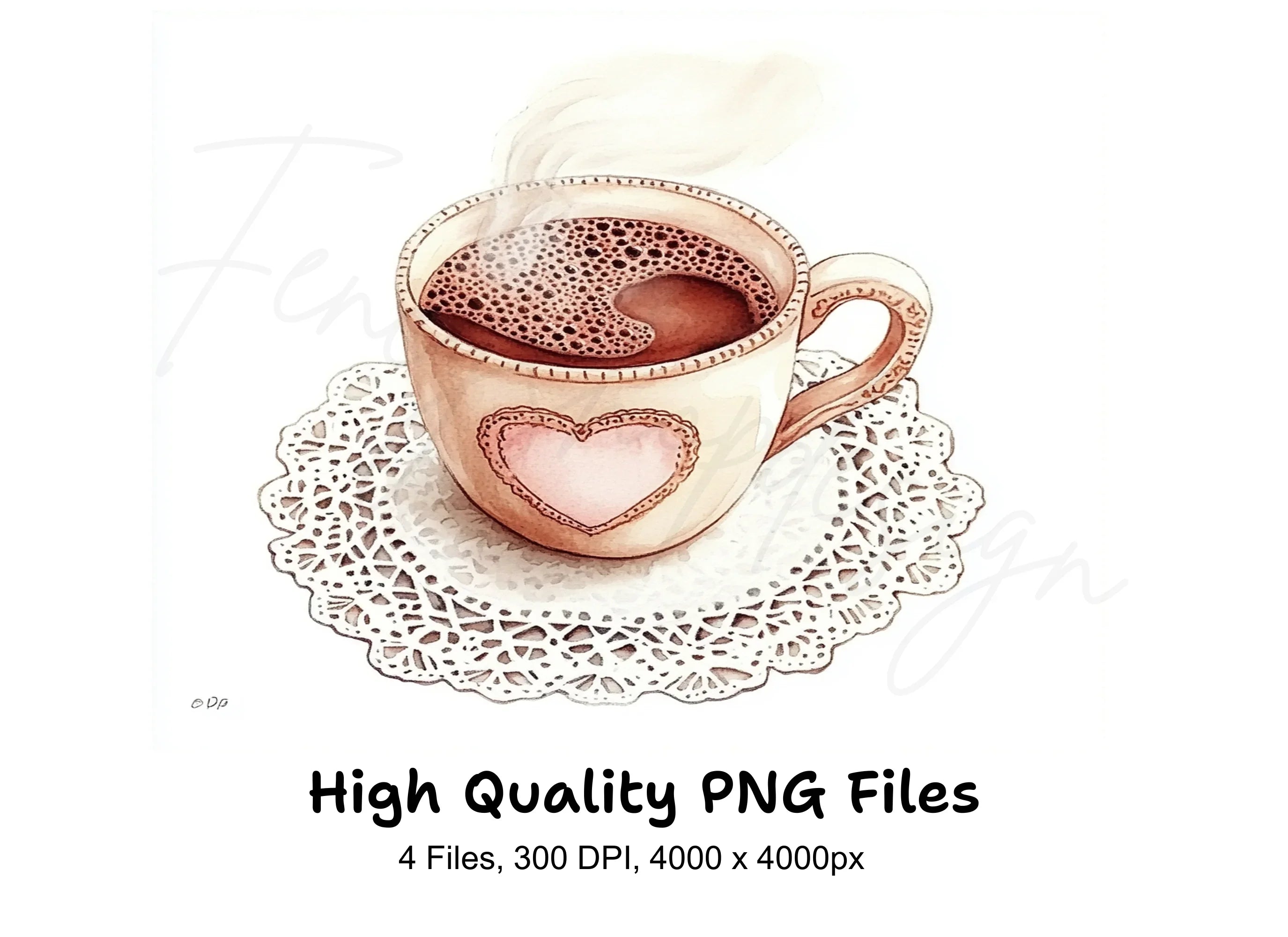 Heart Coffee Cups Clipart Bundle