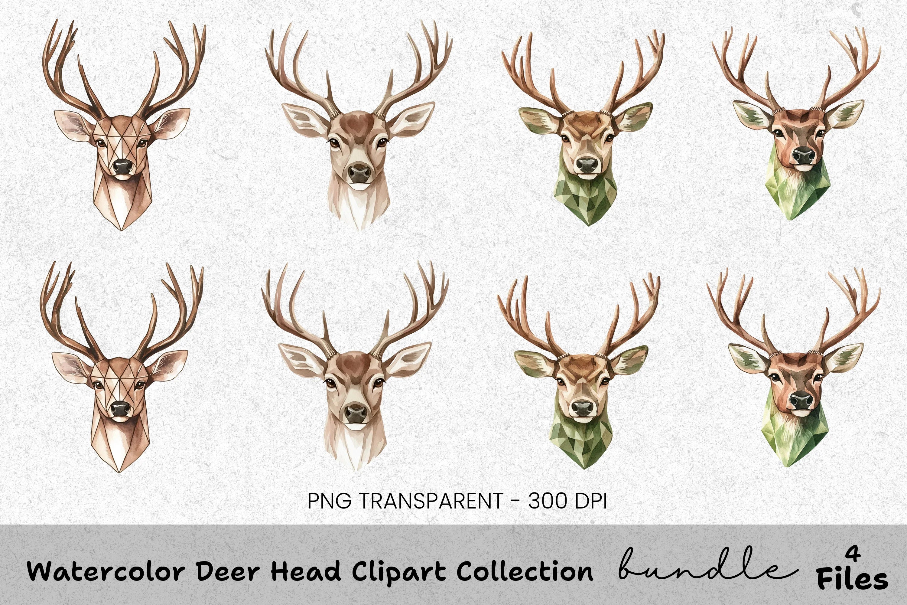 Deer Head Clipart Bundle