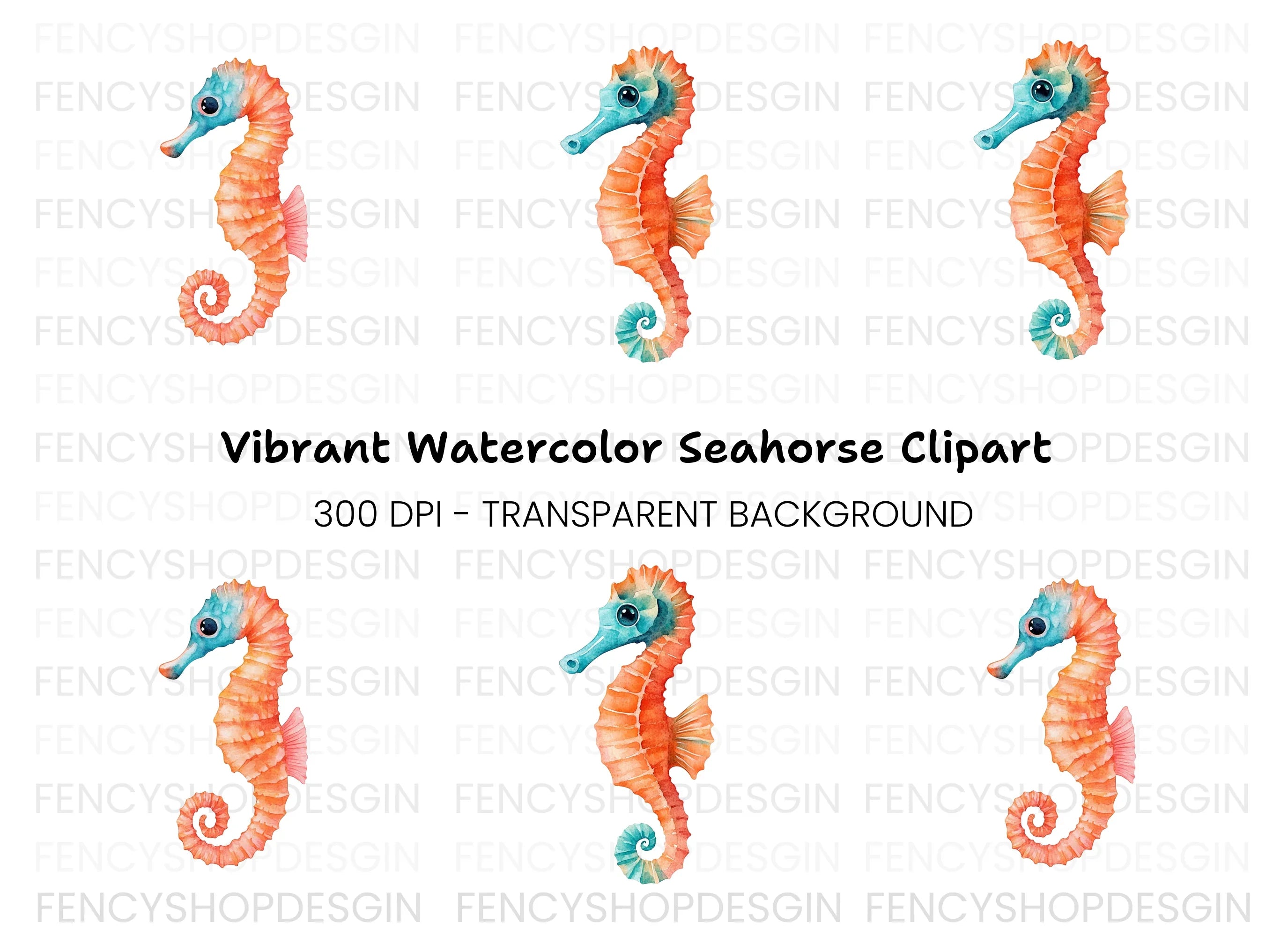 Vibrant Seahorse Clipart Bundle