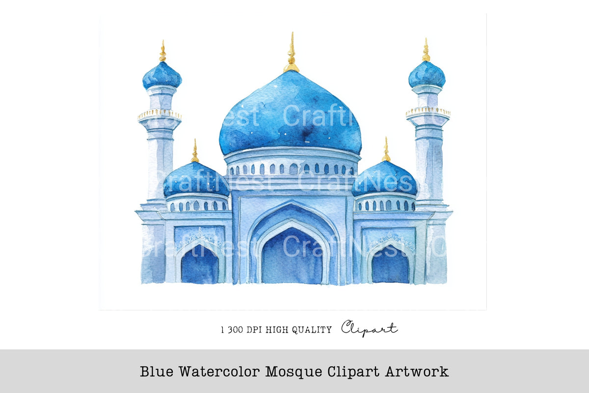 Blue Mosque Artwork Clipart Bundle
