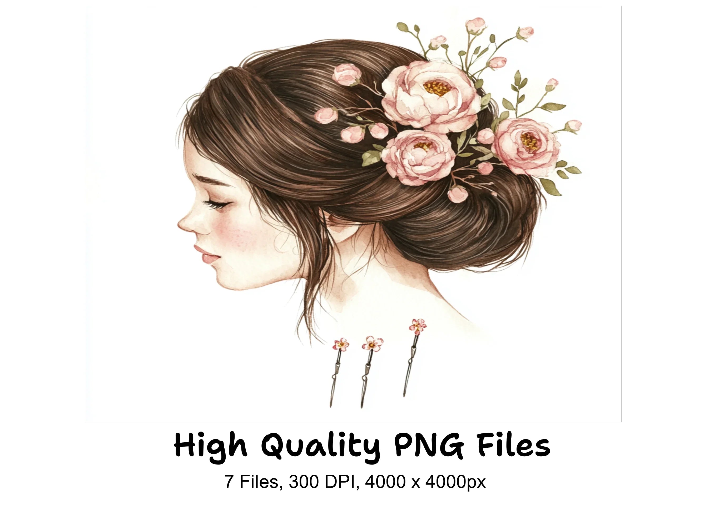 Elegant Bridal Hair Clipart Bundle