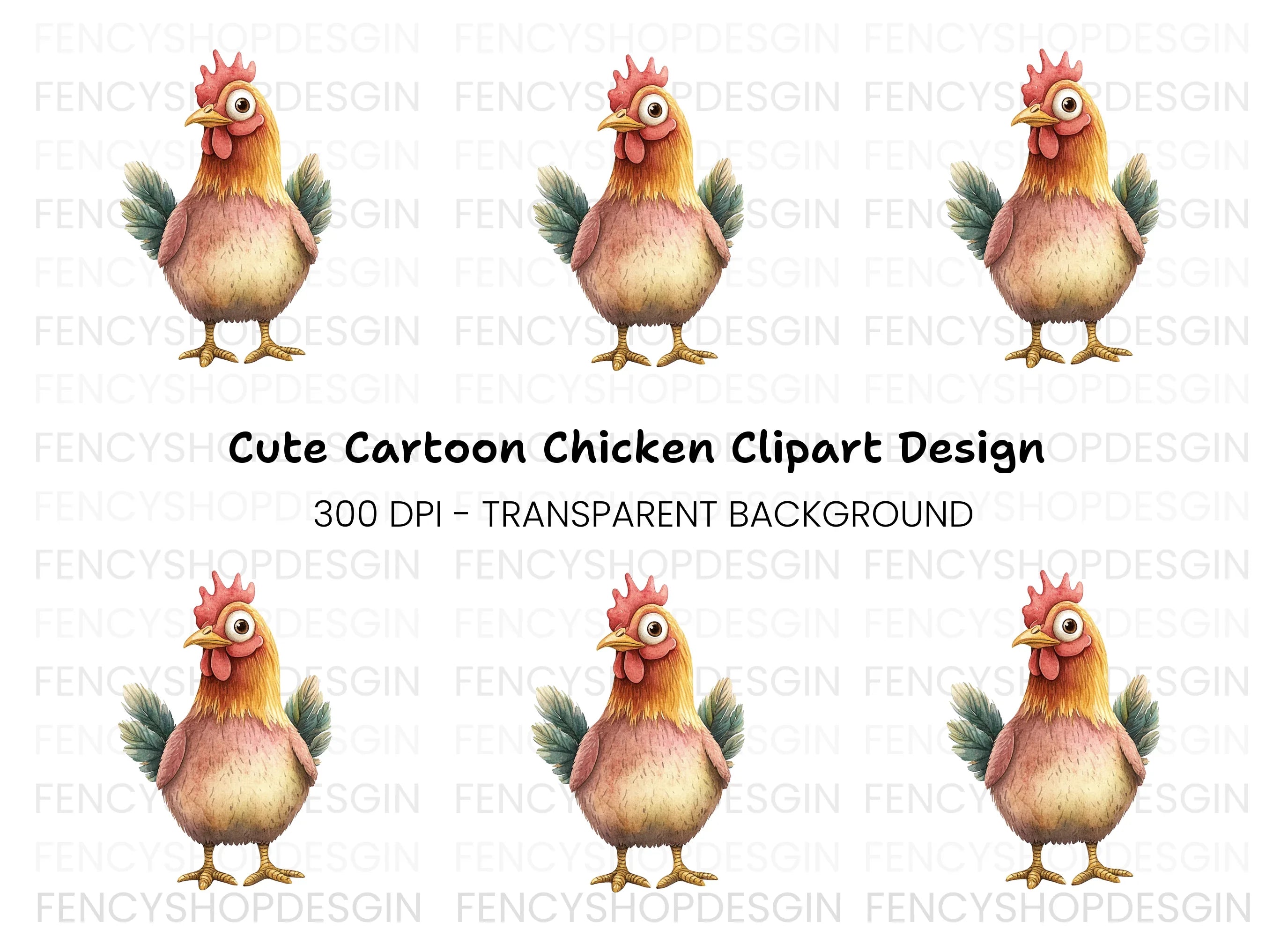 Cute Cartoon Chicken Fun Clipart Bundle