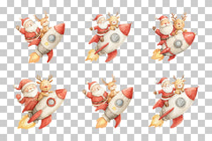 Santa and Reindeer in Space Clipart Bundle - CraftNest - Digital Crafting and Art