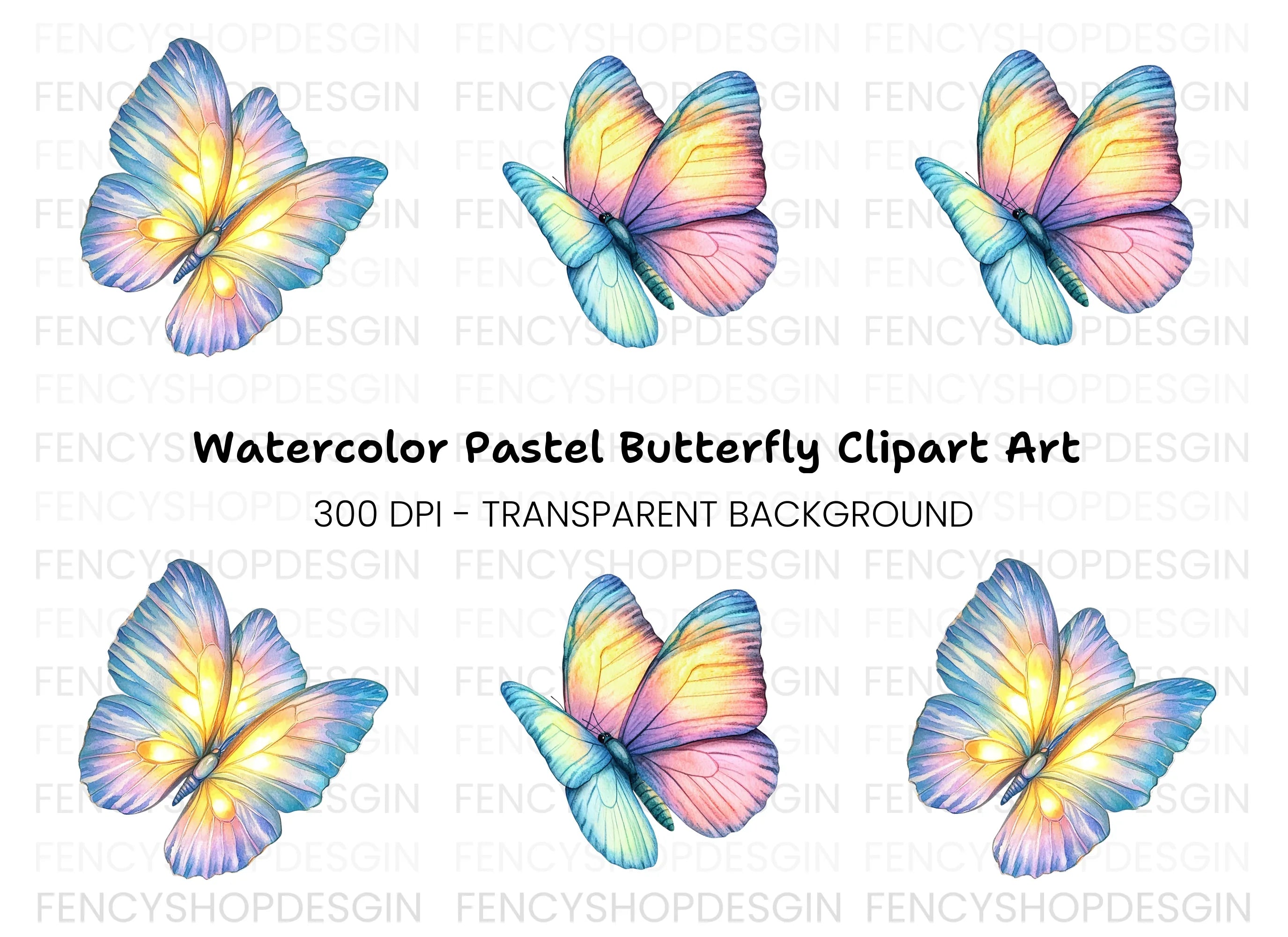 Pastel Butterfly Duo Clipart Bundle