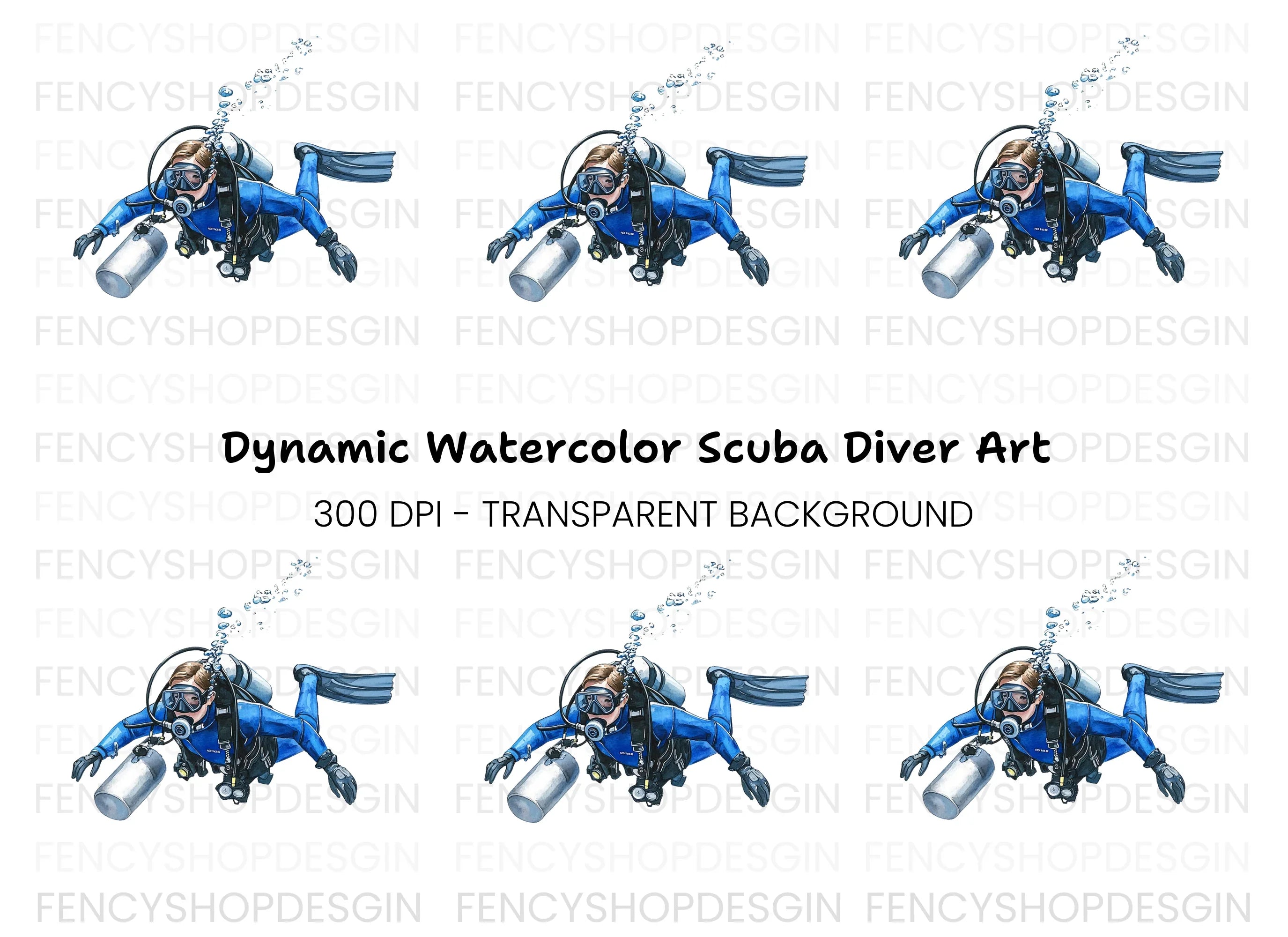 Professional Scuba Diver Clipart Bundle