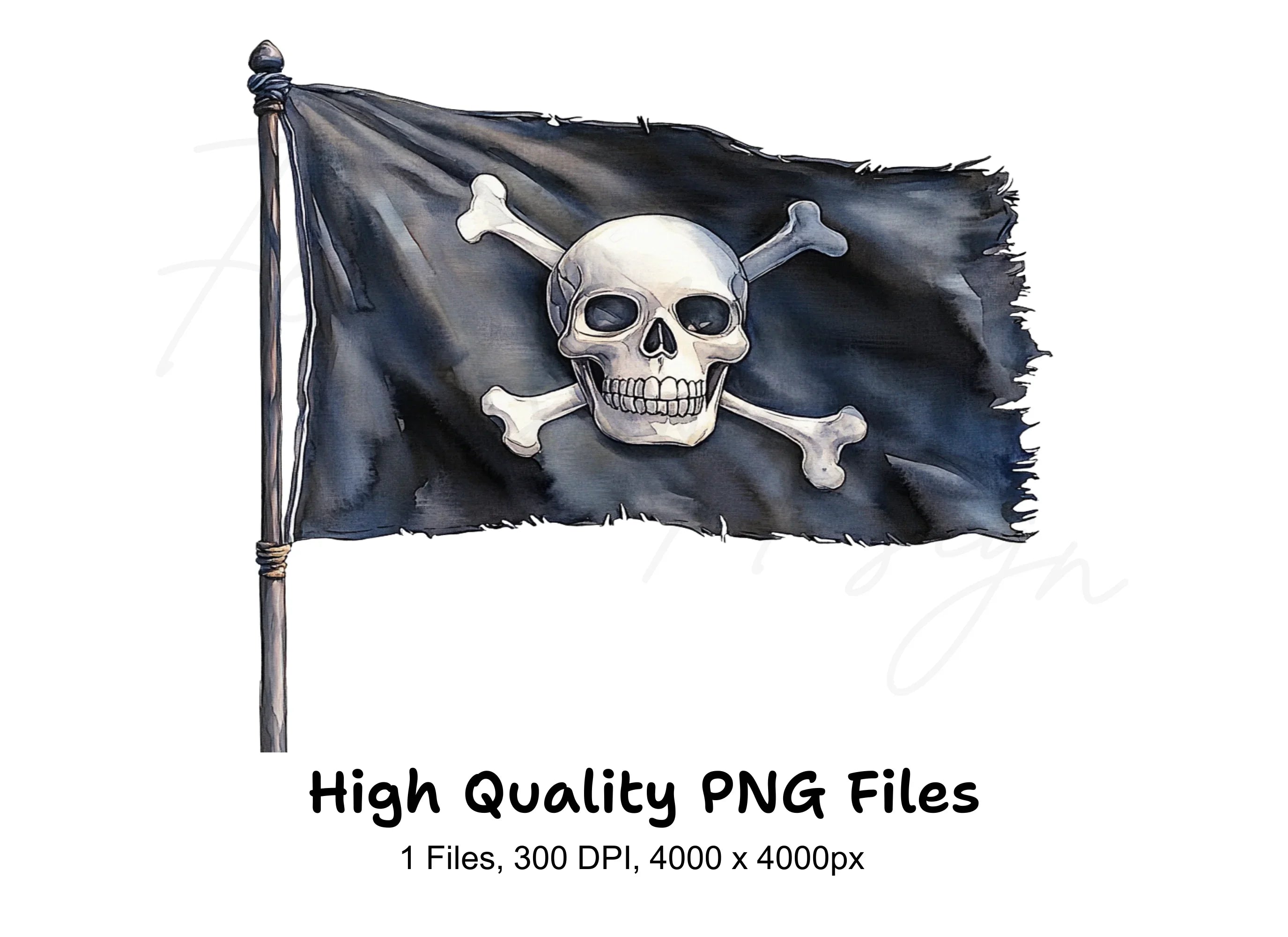 Distressed Pirate Flag Clipart Bundle