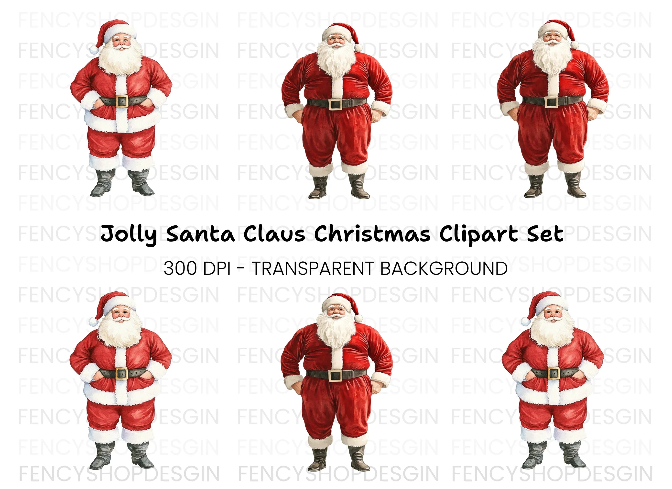 Jolly Santa Claus Clipart Bundle
