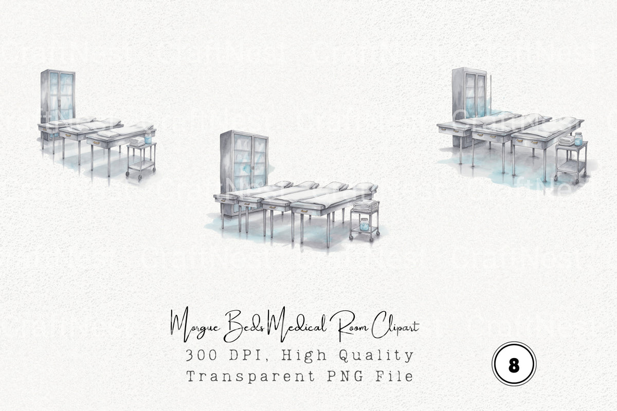 Morgue Beds Medical Room Clipart Bundle