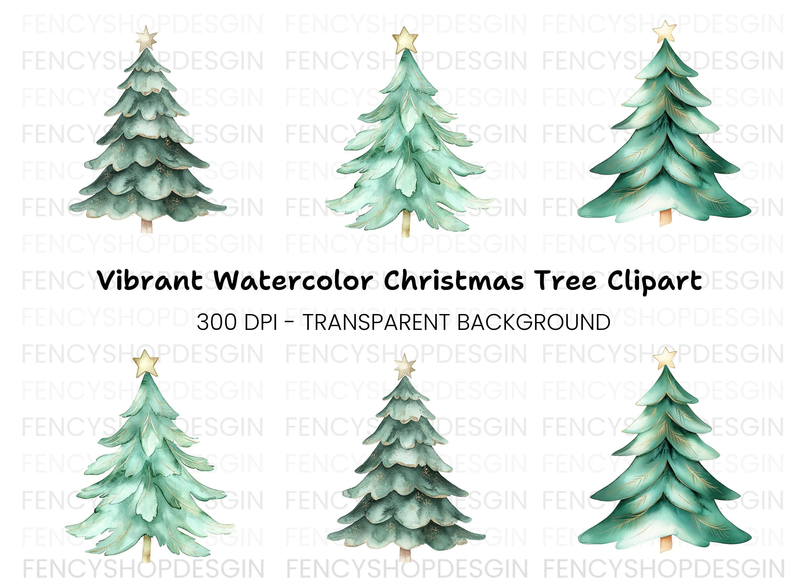 Elegant Christmas Tree Clipart Bundle