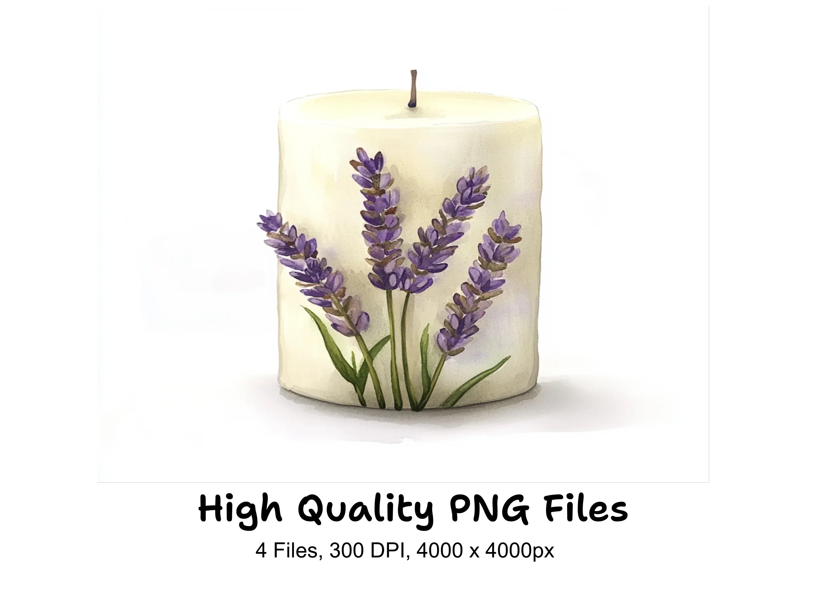 Lavender Candle Illustrations Clipart Bundle