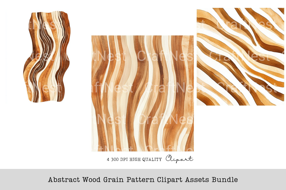 Abstract Wood Grain Pattern Clipart Bundle