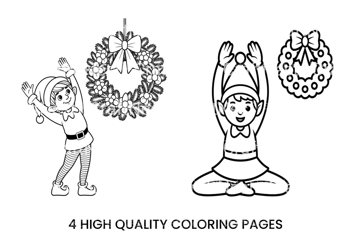 Christmas Elf Wreath Fun Coloring Books