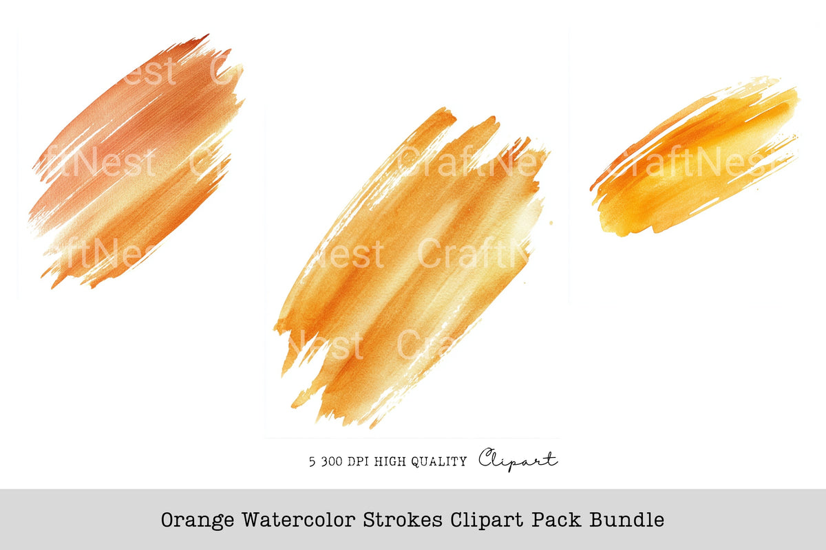 Orange Strokes Clipart Bundle