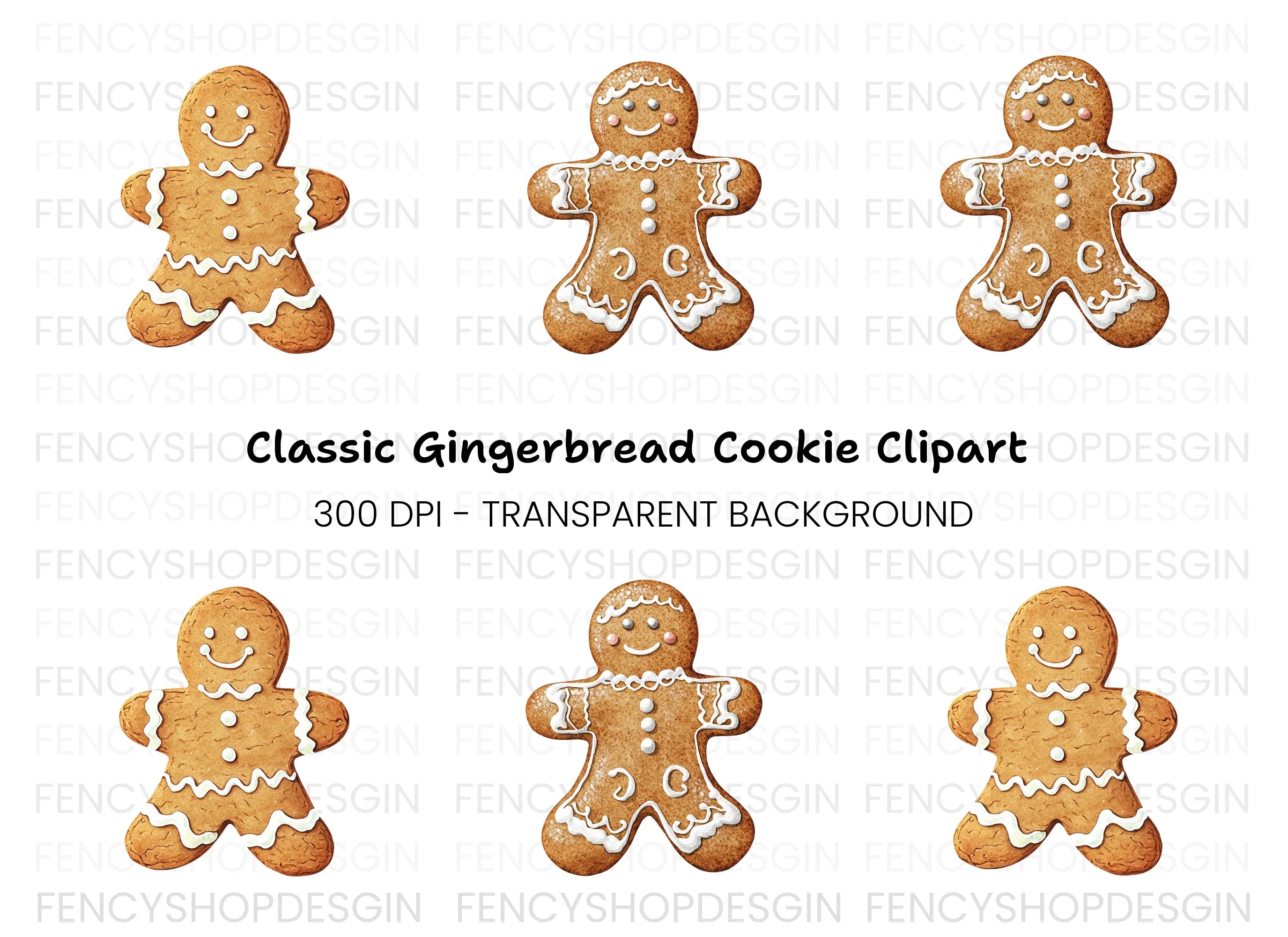 Cute Gingerbread Man and Woman Clipart Bundle