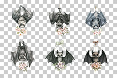 Floral Hanging Bat Clipart Bundle - CraftNest - Digital Crafting and Art