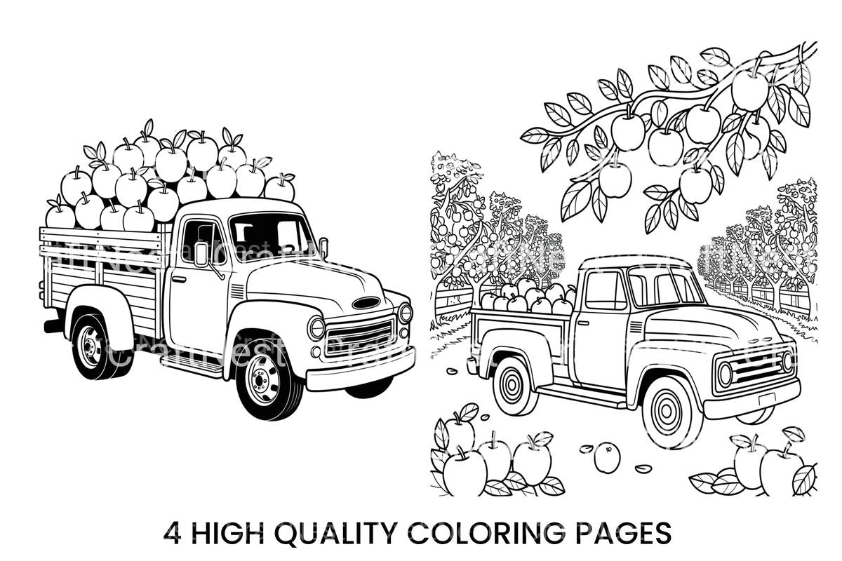 Apple Orchard Pickup Trucks Coloring Books