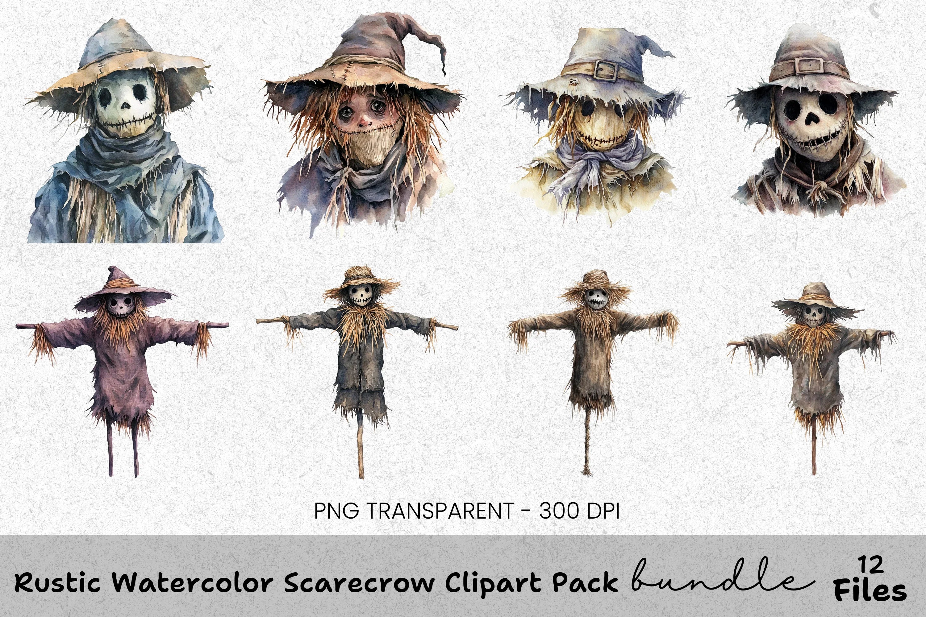Rustic Scarecrow Clipart Bundle