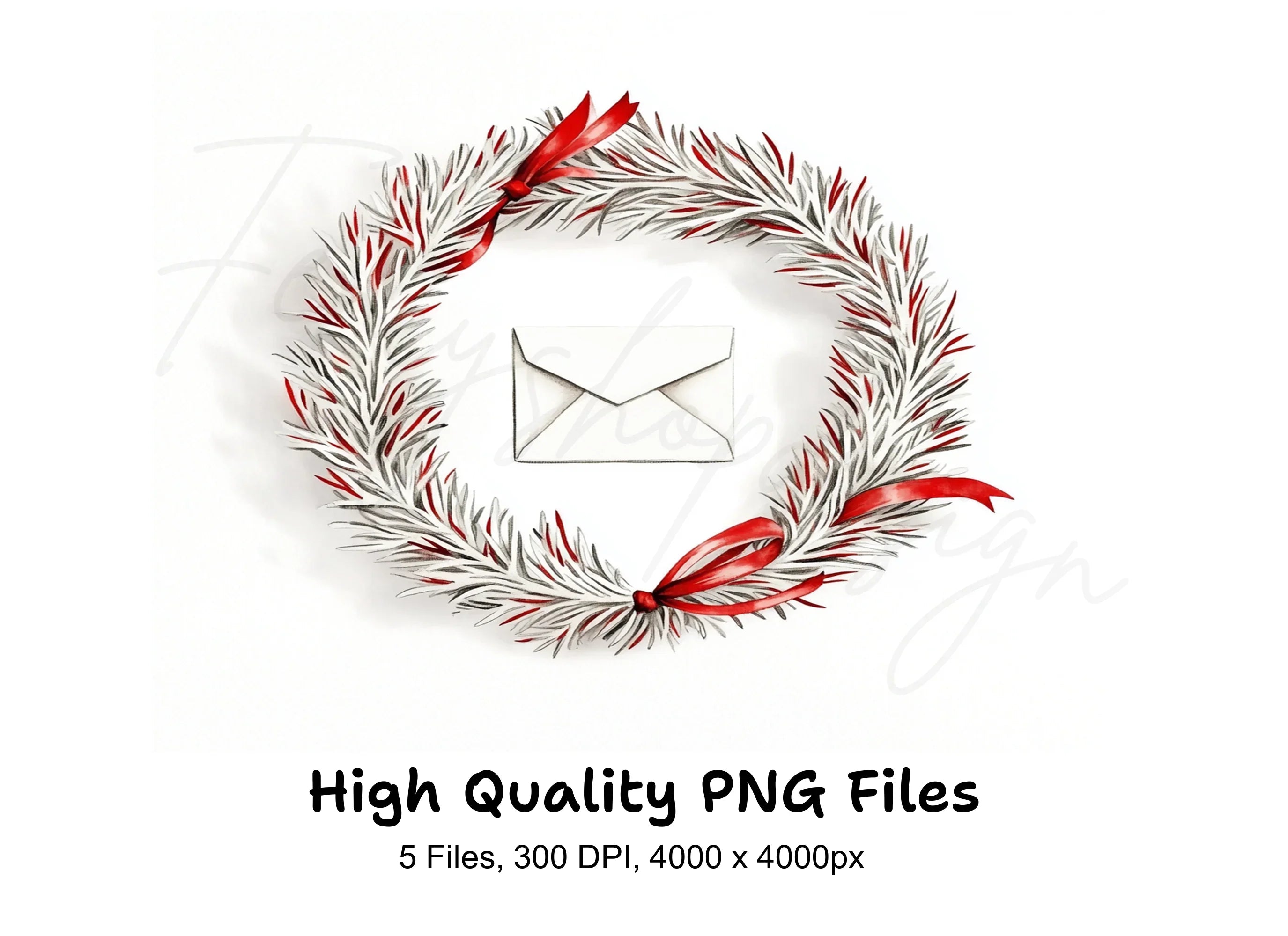 Christmas Wreath Mail Clipart Bundle