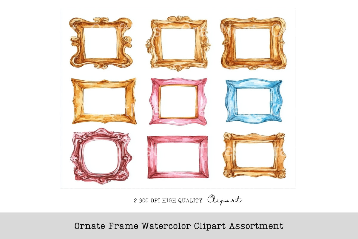 Ornate Frame Assortment Clipart Bundle