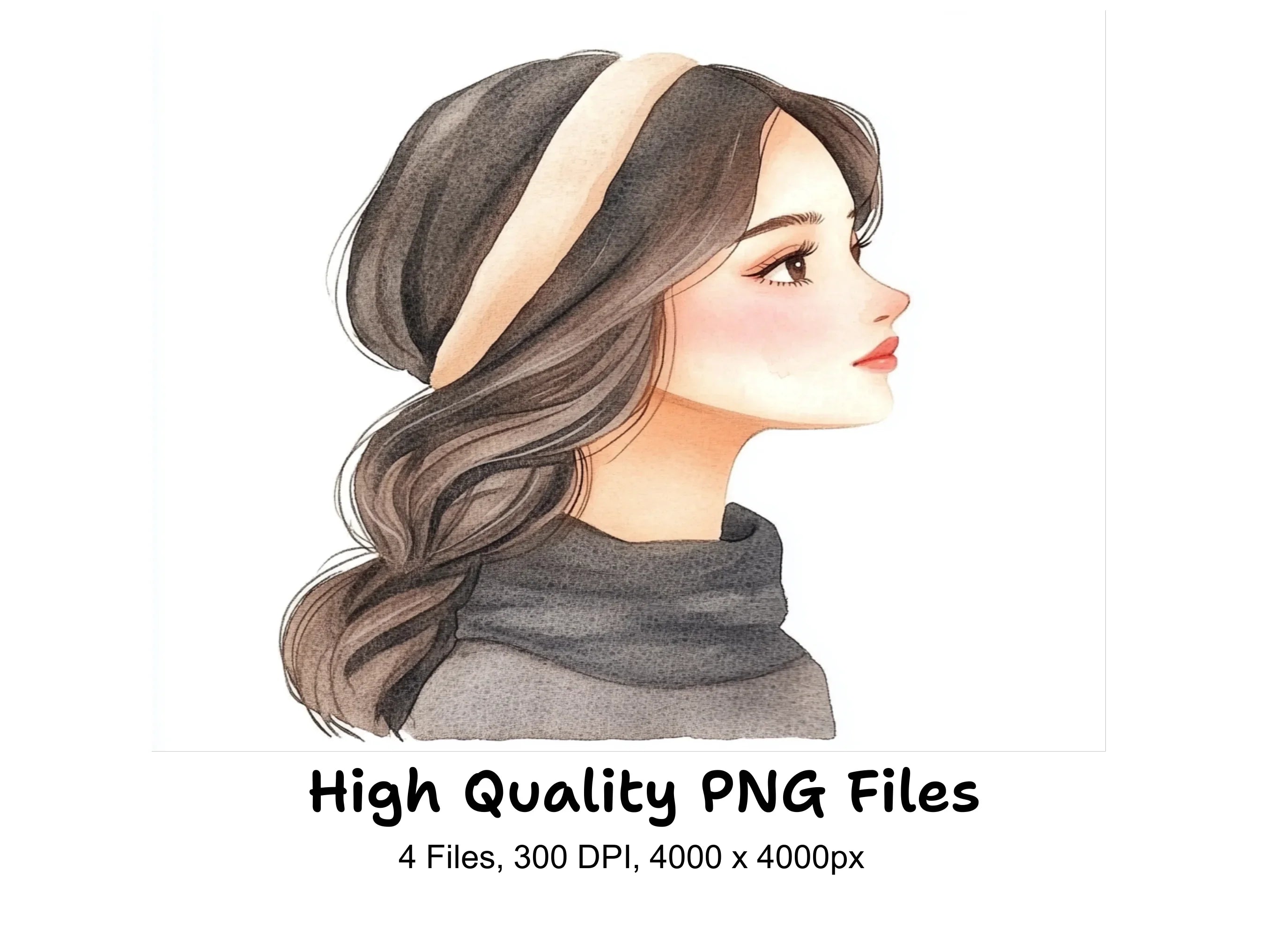 Elegant Women Bun Hairstyle Clipart Bundle
