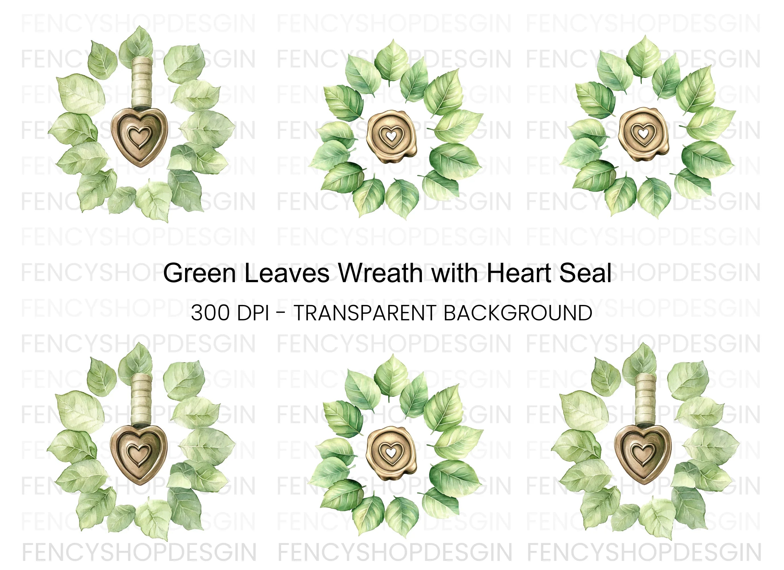 Botanical Heart Wax Seal Clipart Bundle
