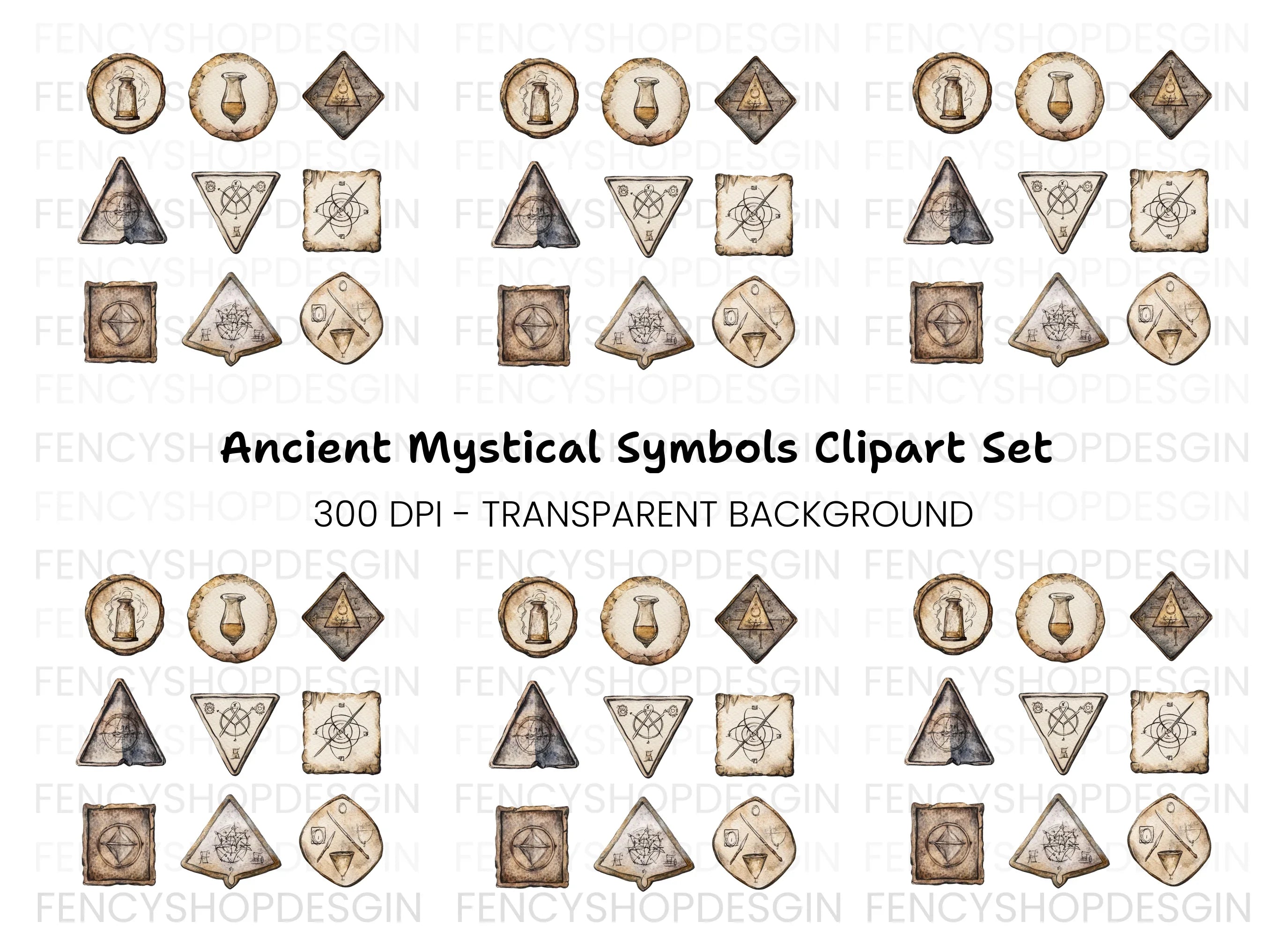 Mystical Alchemical Symbols Clipart Bundle