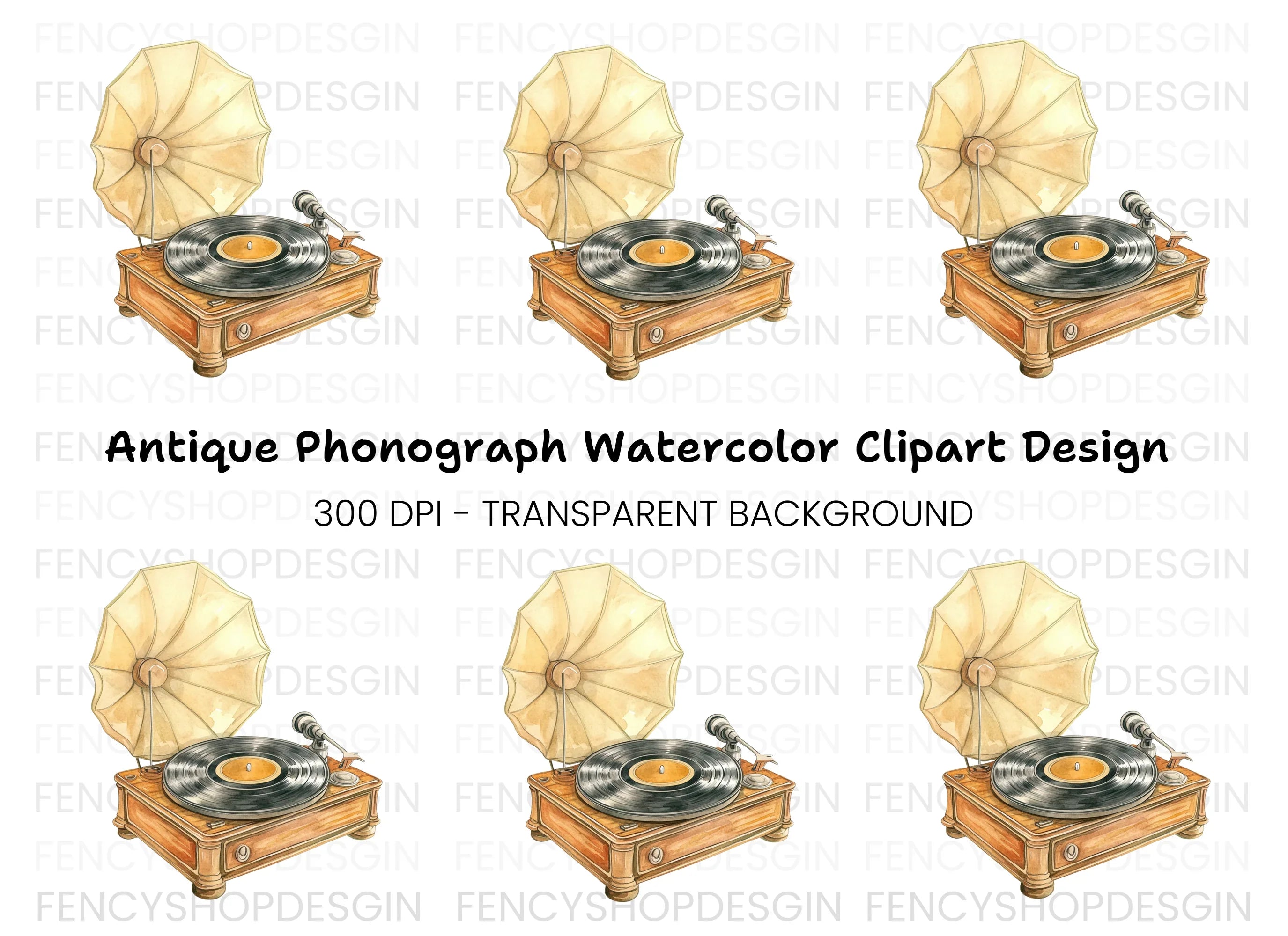 Vintage Gramophone Clipart Bundle