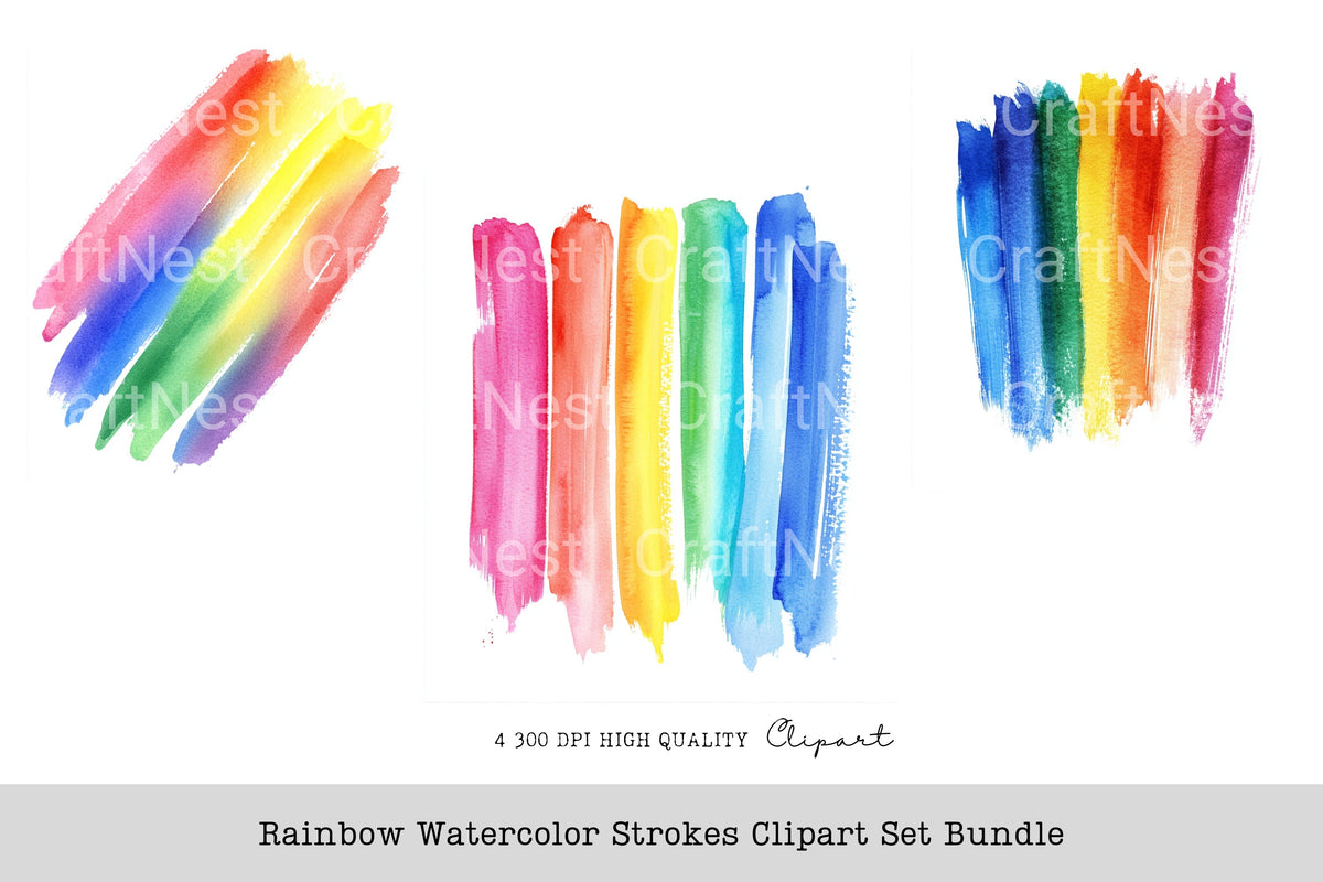 Rainbow Strokes Clipart Bundle