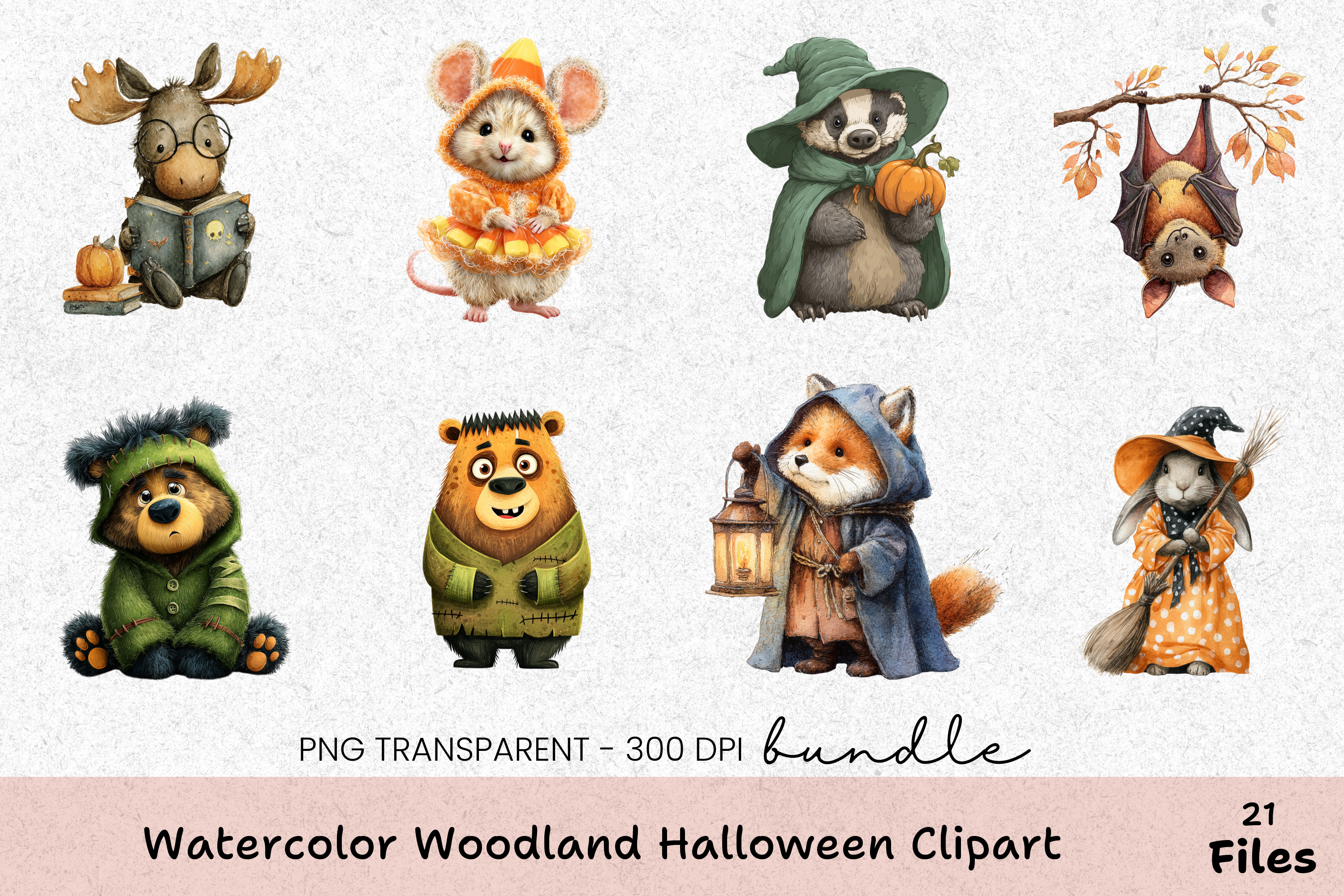 Woodland Halloween Clipart Bundle