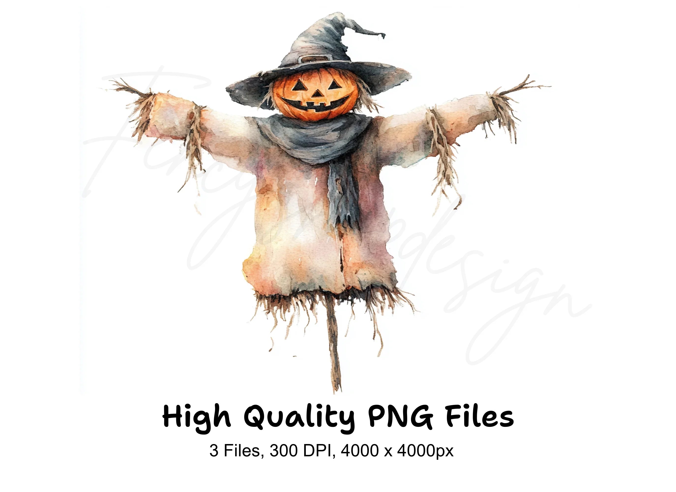 Cute Halloween Scarecrow Clipart Bundle