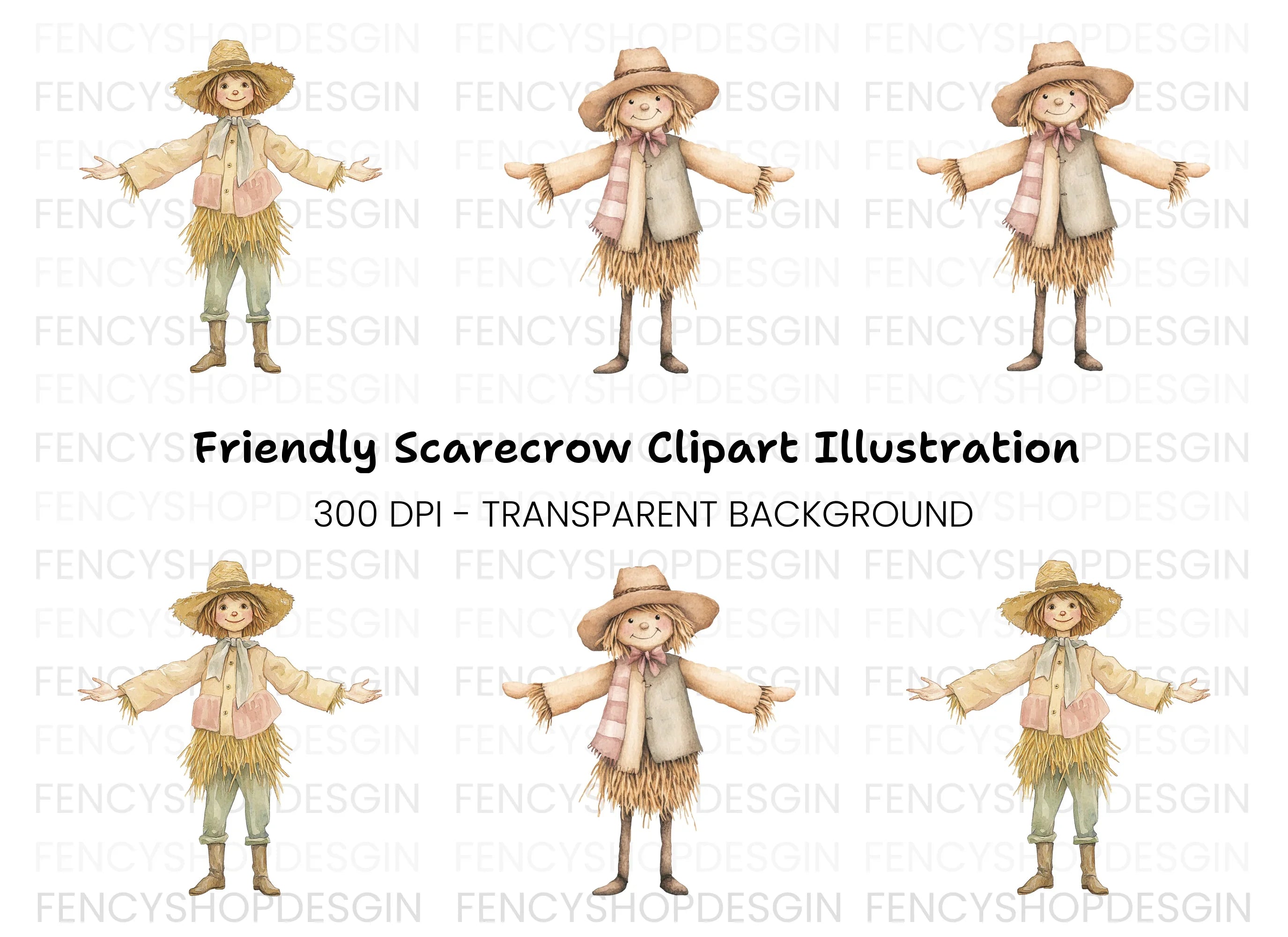 Cute Scarecrow Clipart Bundle