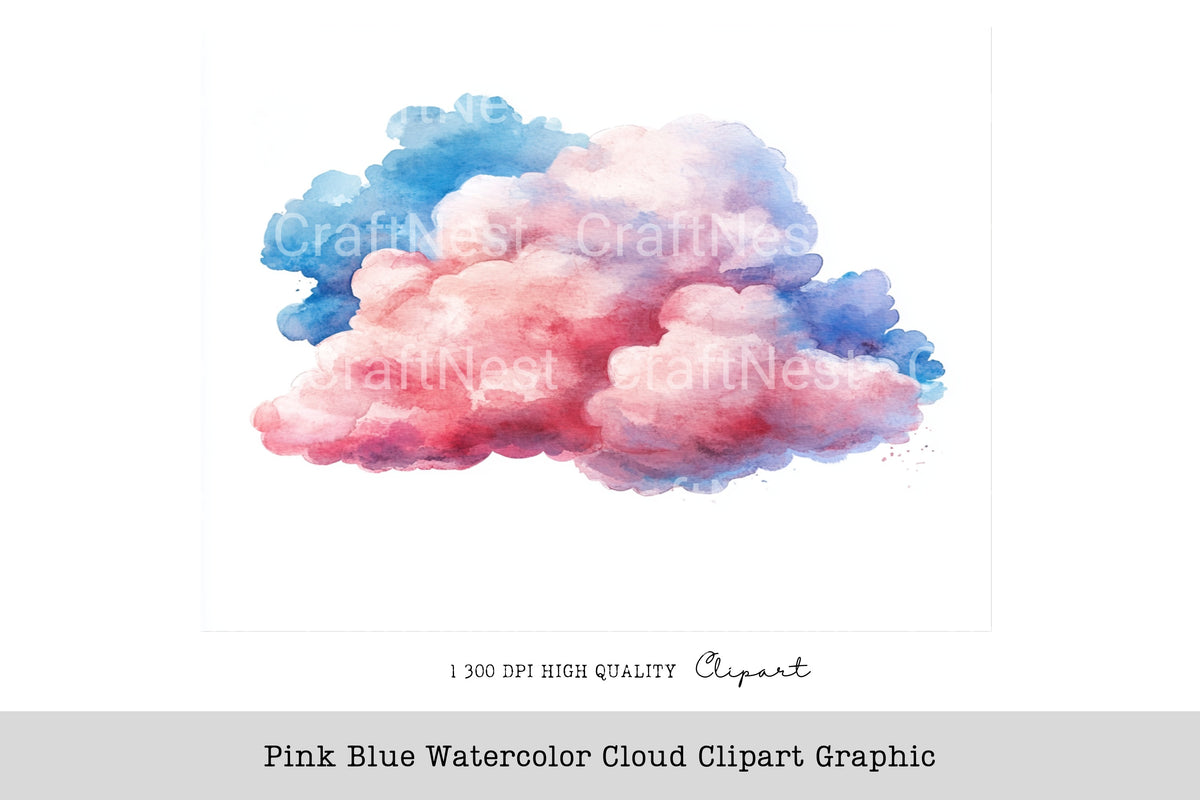 Pink Blue Cloud Graphic Clipart Bundle