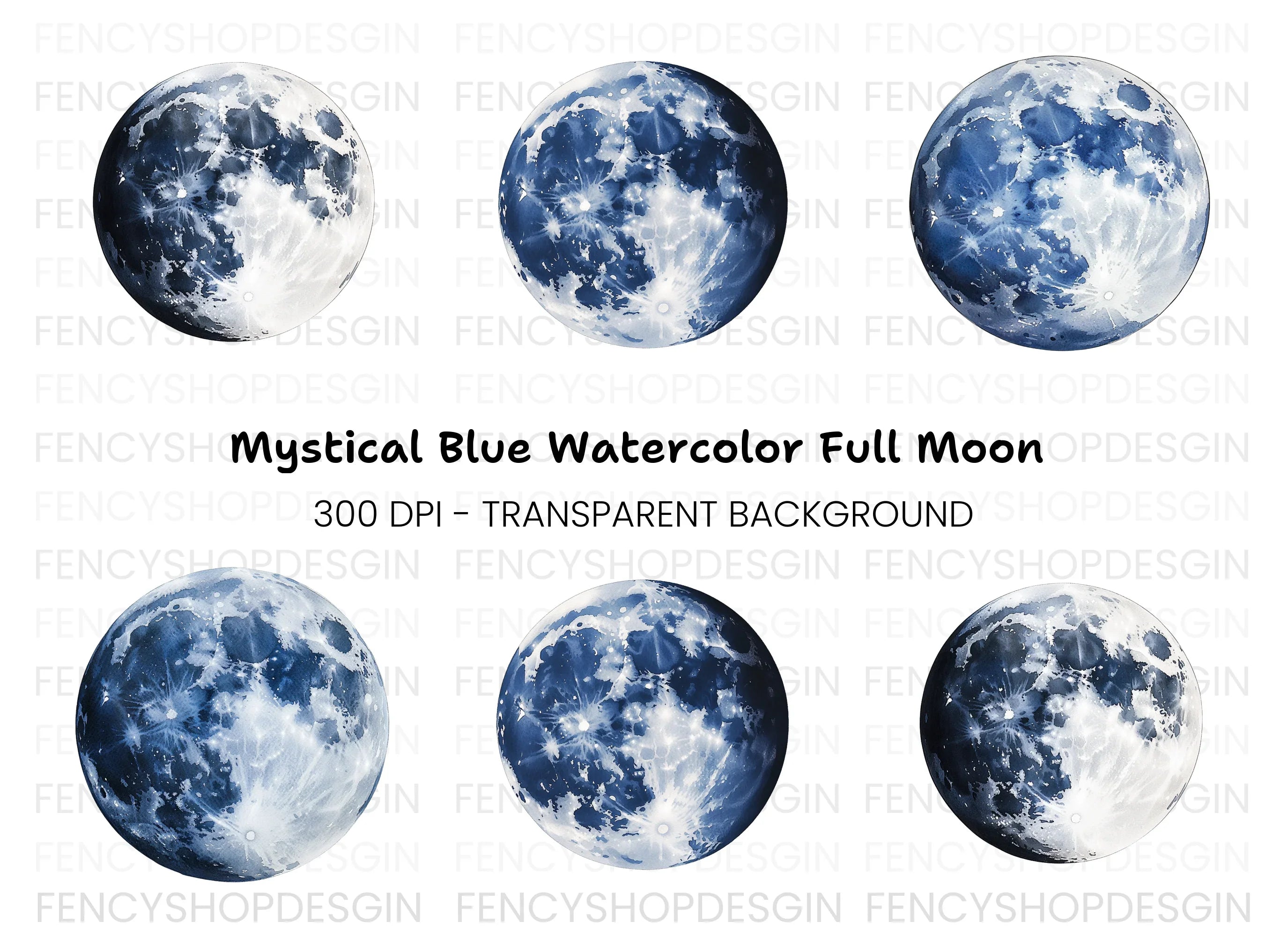 Blue Moon Phases Clipart Bundle