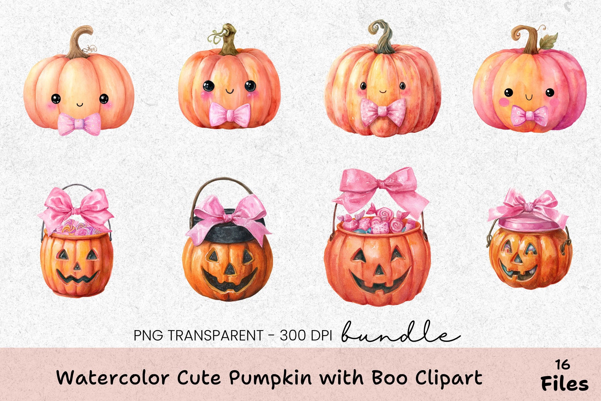 Cute Pumpkin Boo Clipart Bundle - CraftNest - Digital Crafting and Art