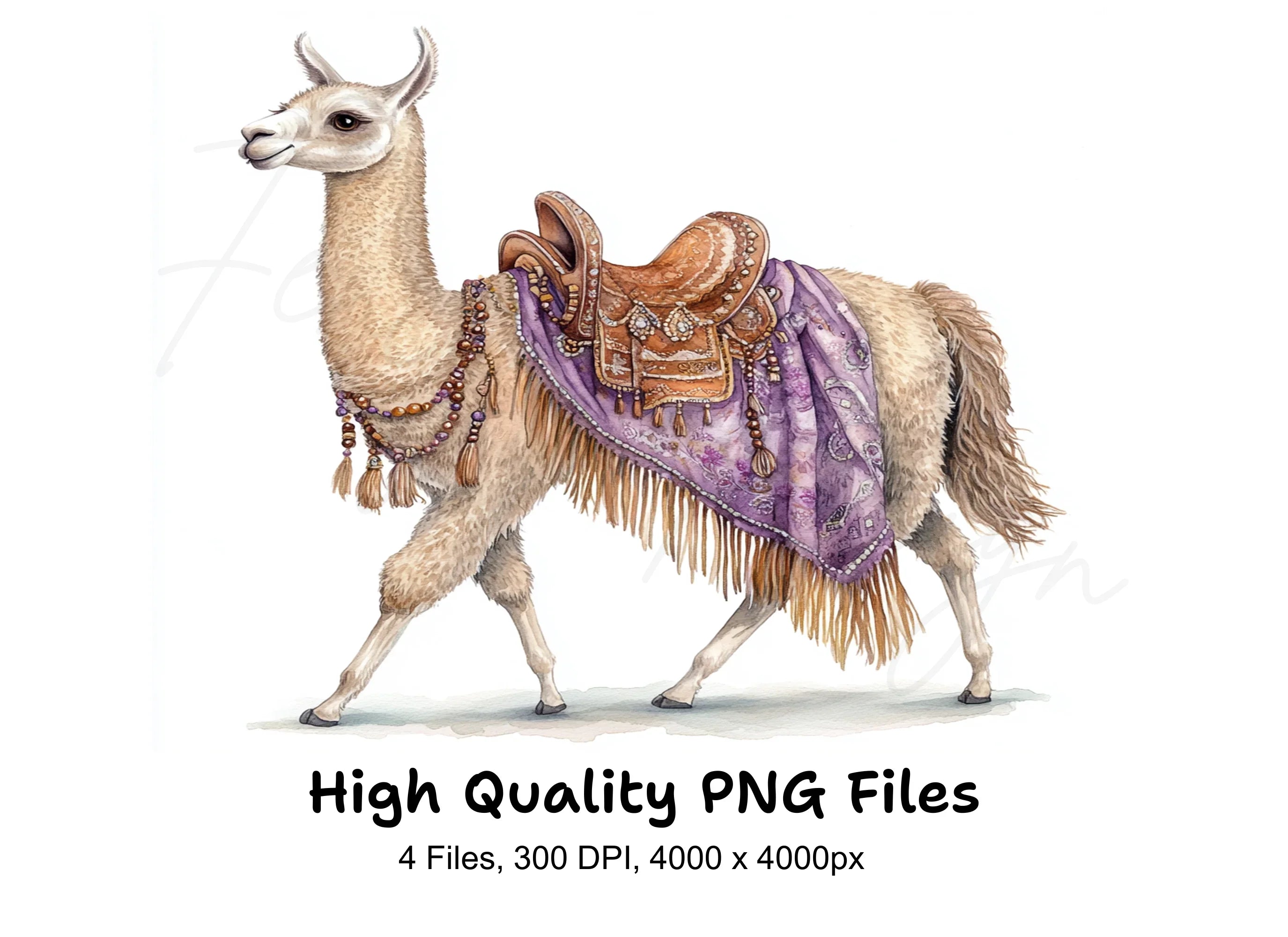 Llama with Ornate Saddles Clipart Bundle