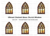 Stained Glass Church Window Clipart Bundle
