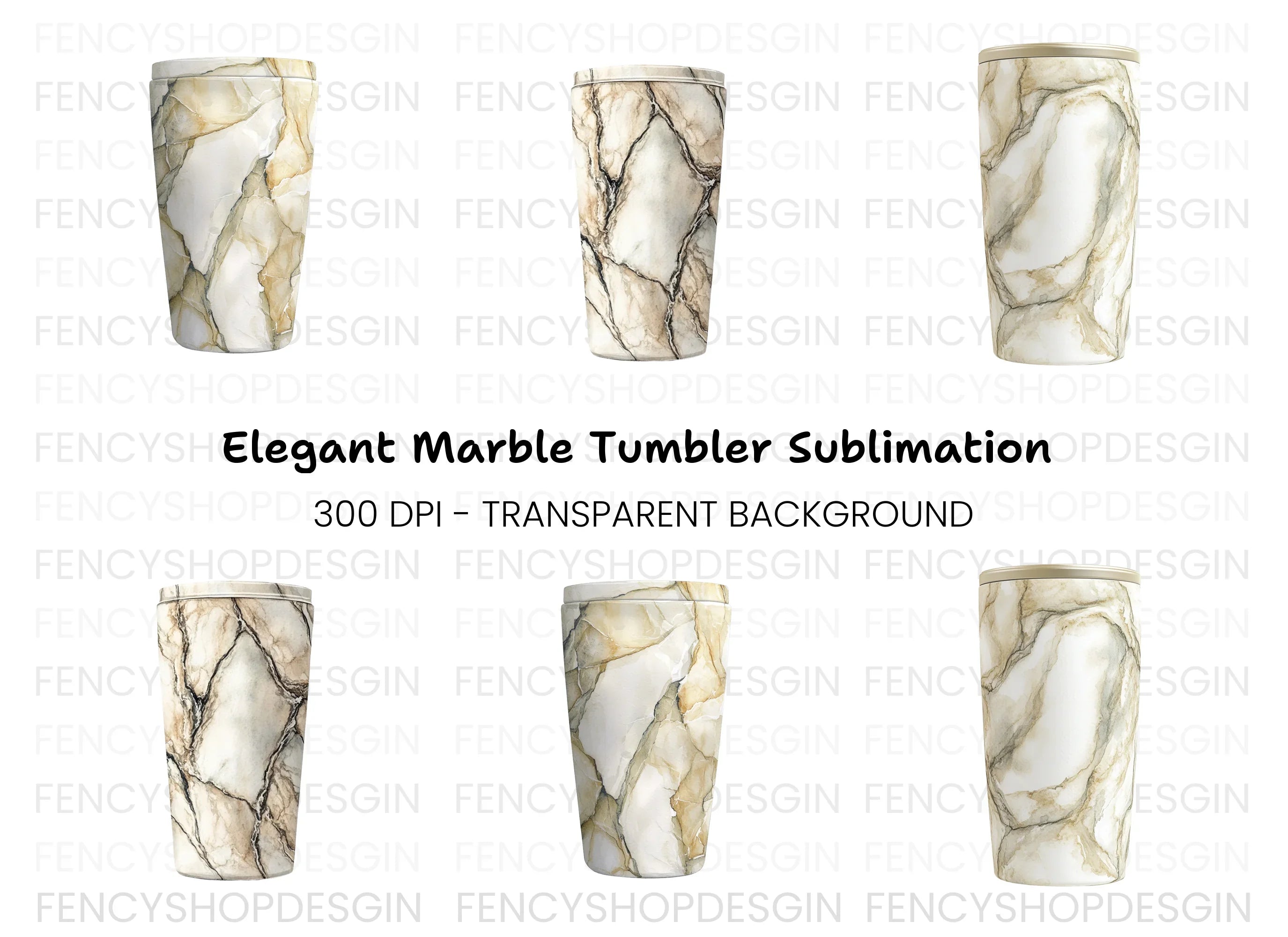 Golden Vein Marble Tumbler Clipart Bundle