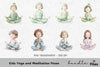 Kids Yoga and Meditation Poses Clipart Bundle