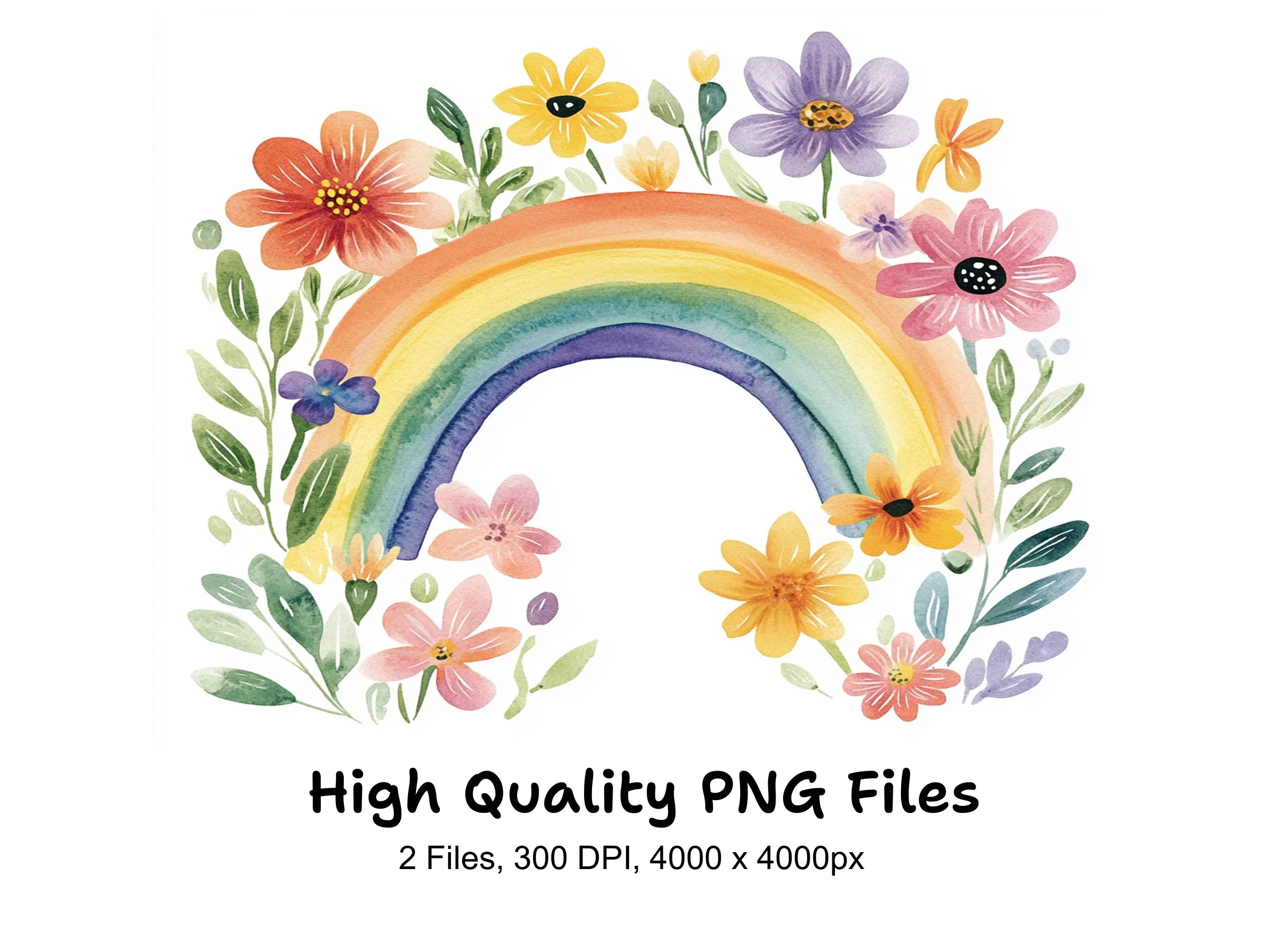 Vibrant Rainbow Floral Arch Clipart Bundle