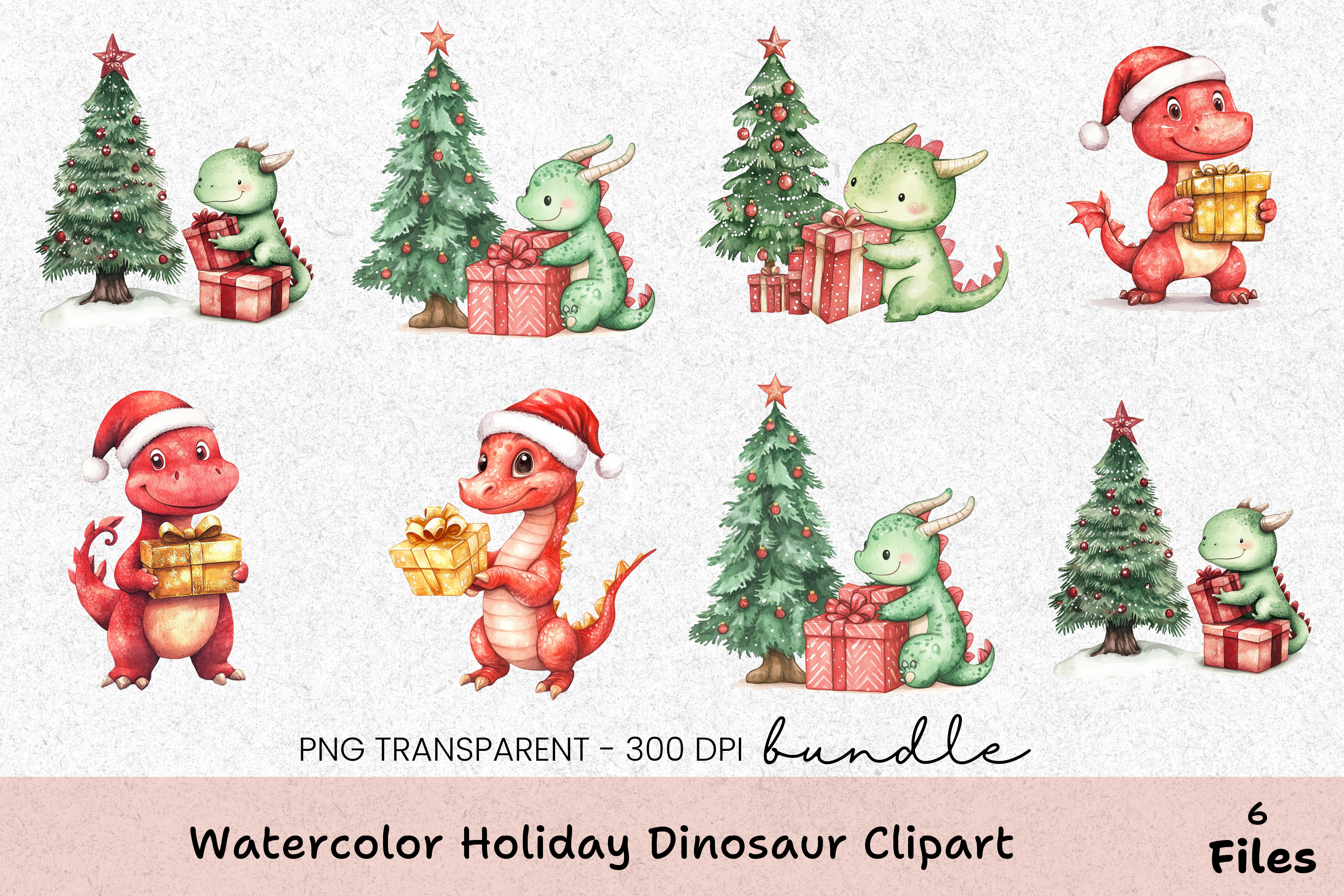 Holiday Dinosaur Clipart Bundle