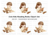 Cute Kids Reading Books Clipart Bundle