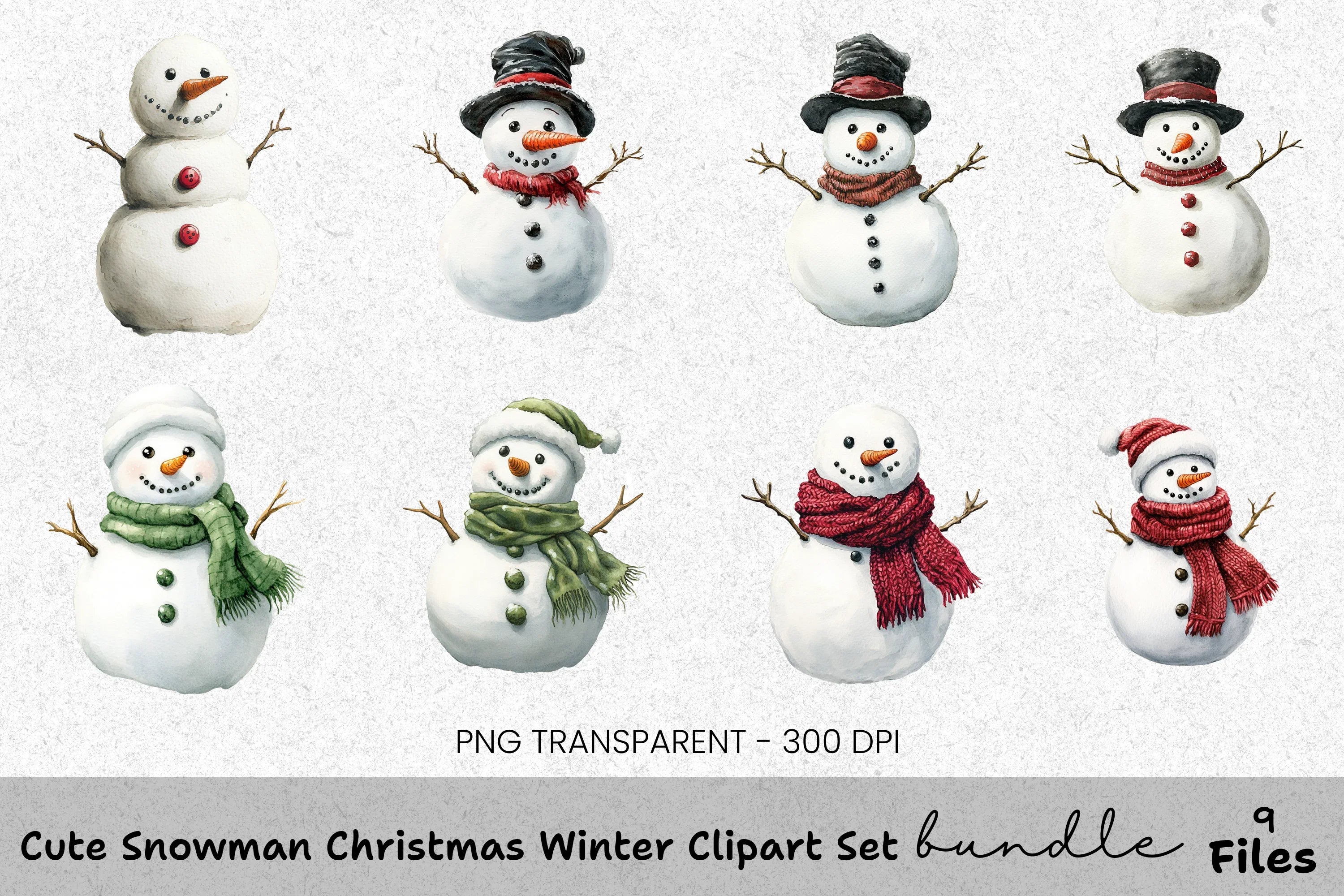 Cute Snowman Christmas Winter Clipart Bundle