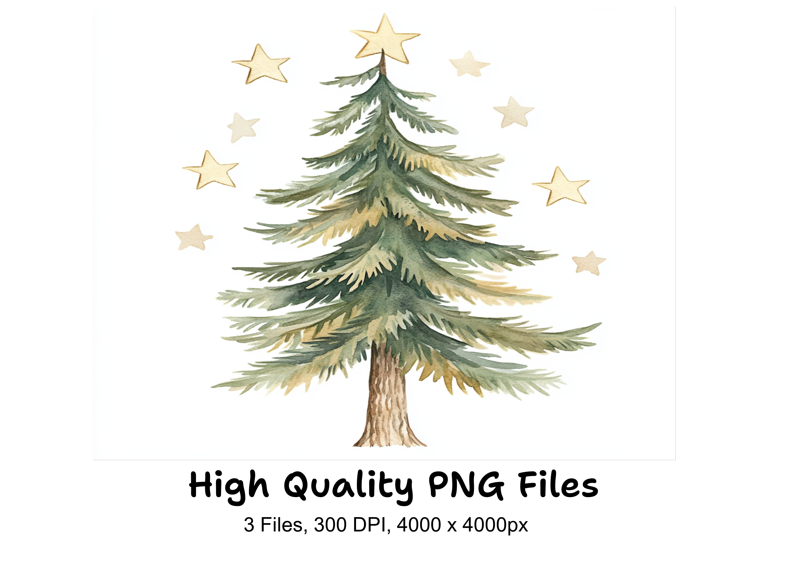 Minimalist Christmas Tree Clipart Bundle