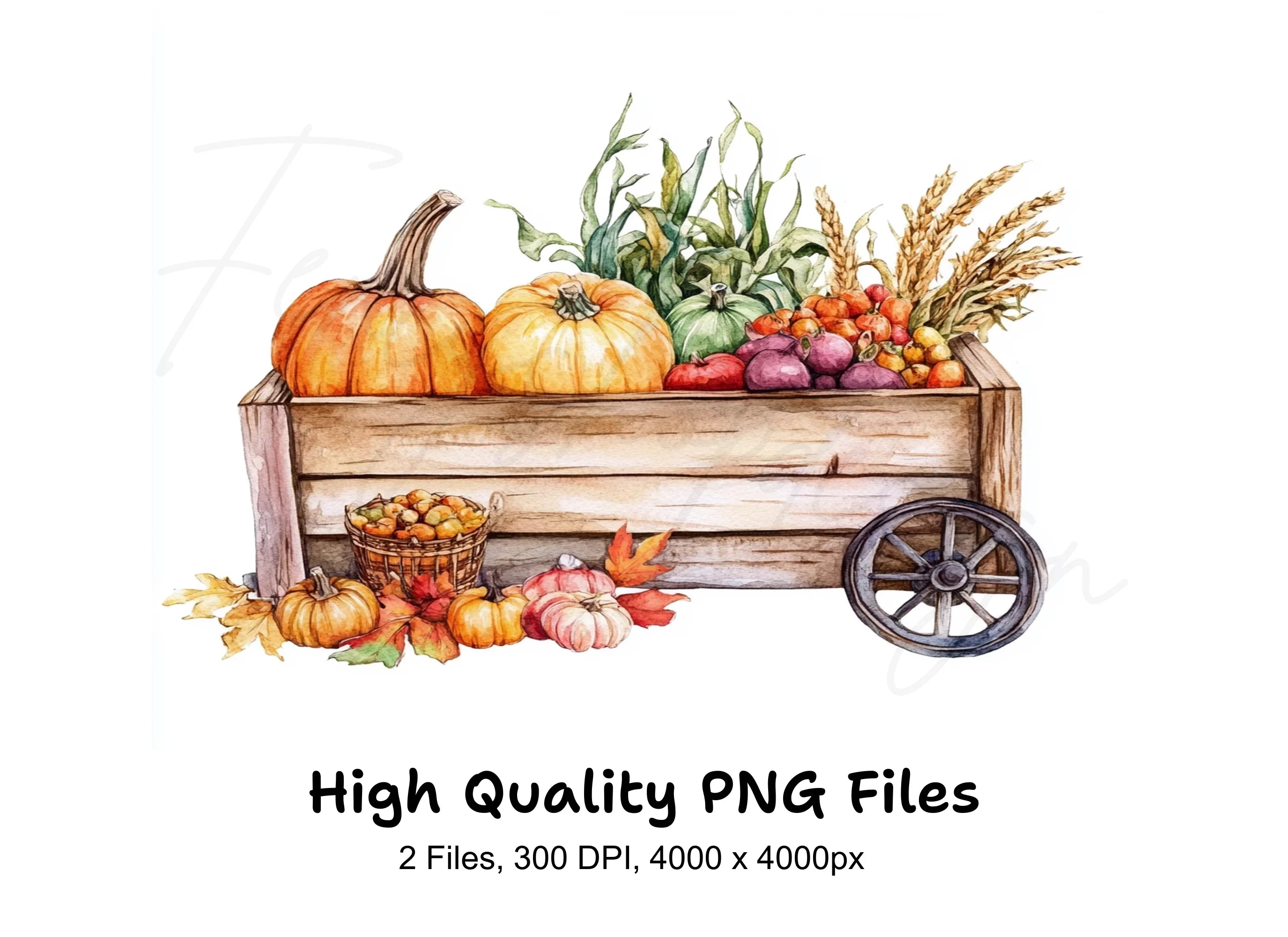 Autumn Harvest Market Cart Clipart Bundle