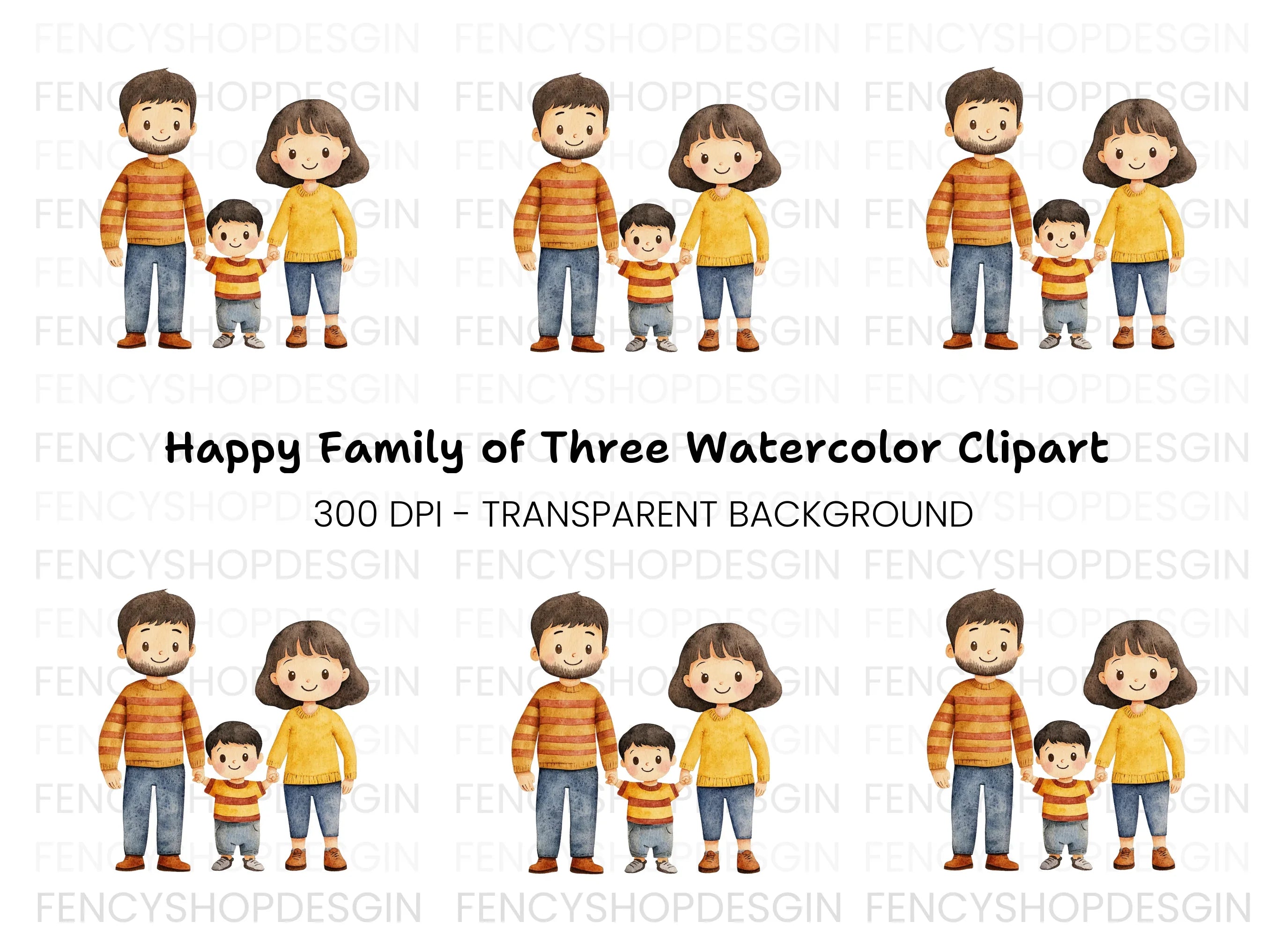Family of Three Clipart Bundle