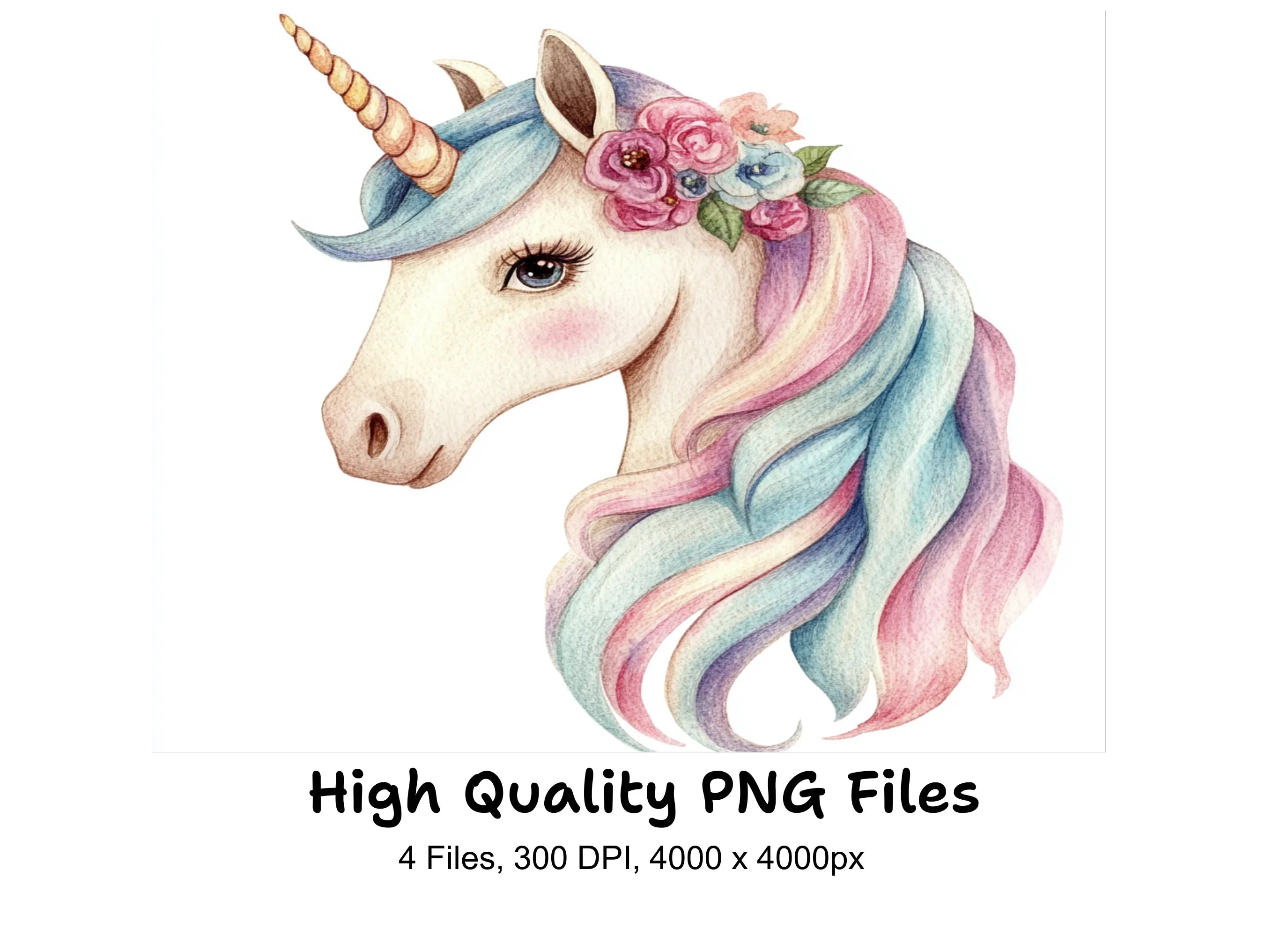 Beautiful Unicorn Heads Clipart Bundle