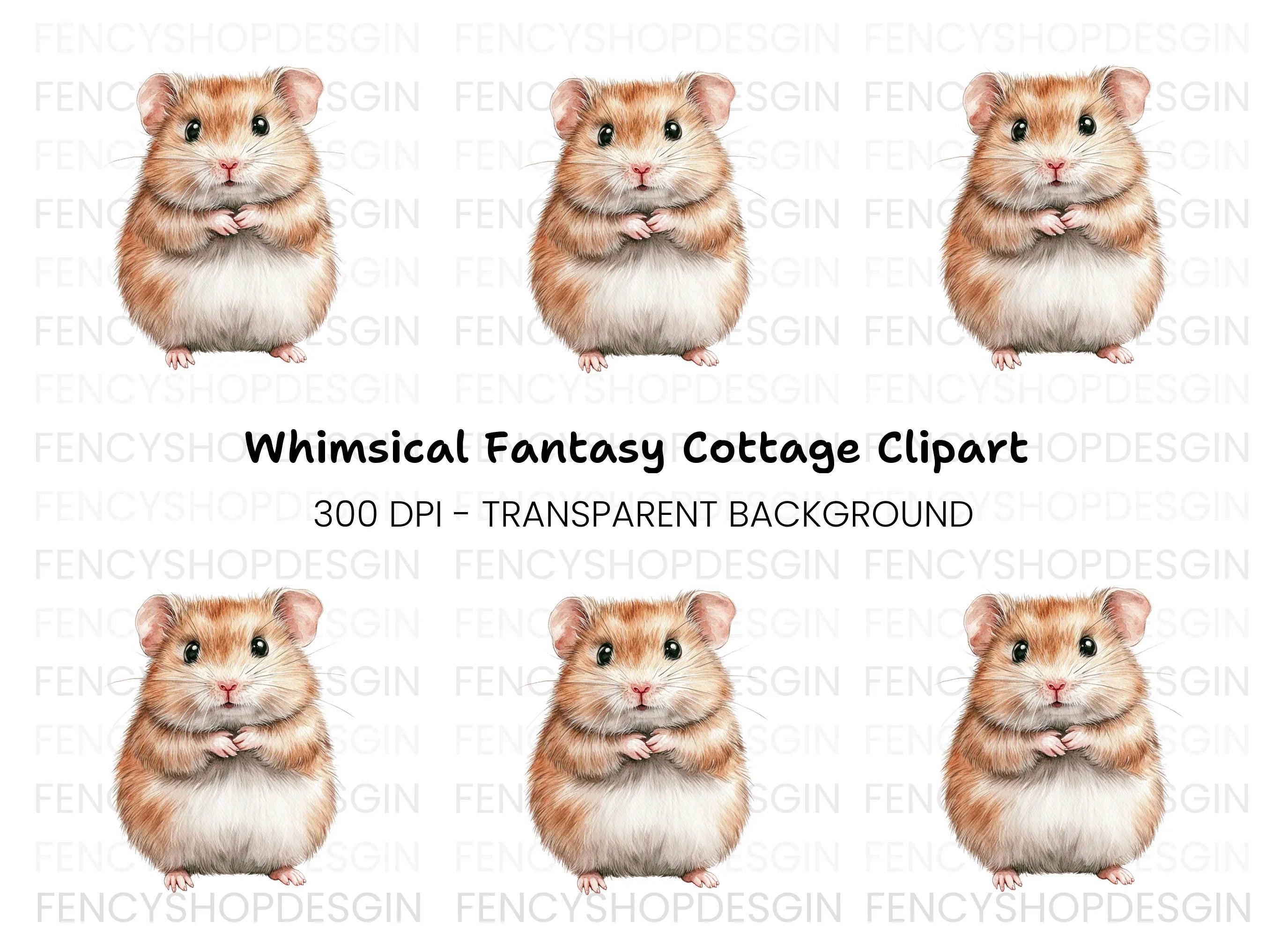 Cute Fluffy Hamster Clipart Bundle